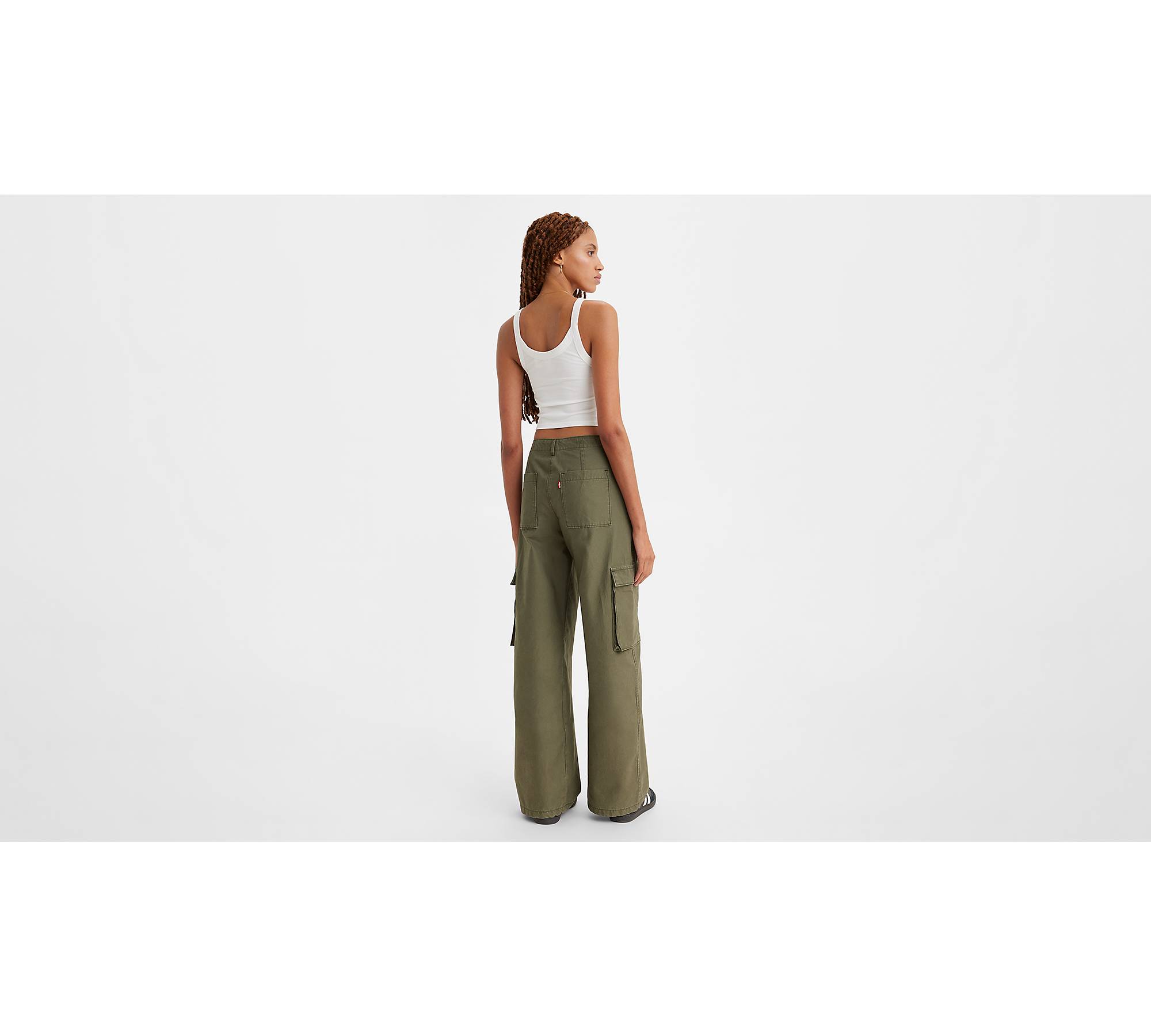 Women's Green Cargo Pants Polyester