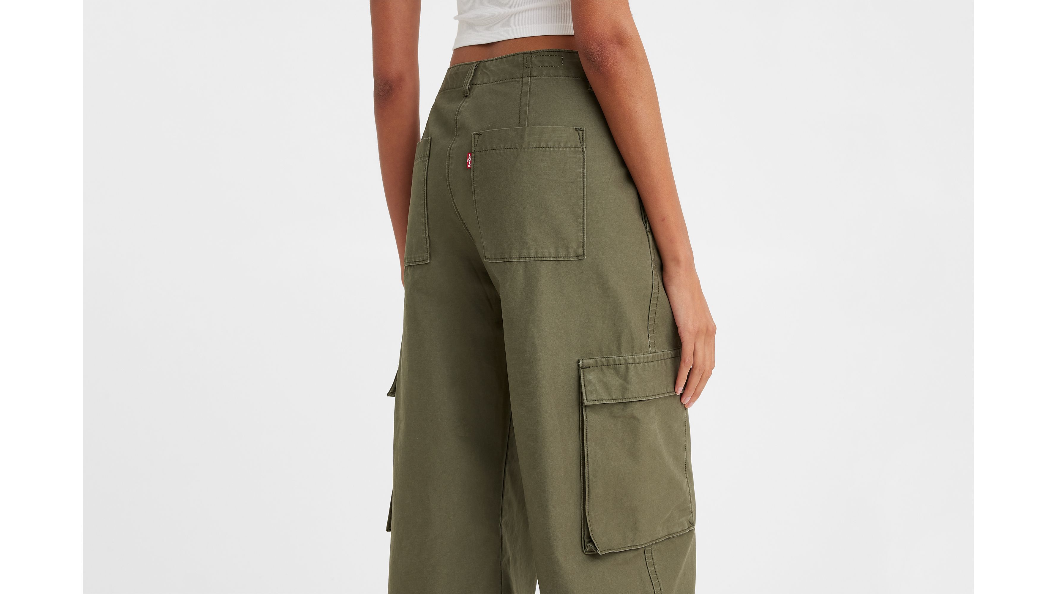 Sonoma Old Moss Green Skimmer Pants Mid Rise Cargo Pockets Women's