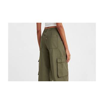 GREEN LOW-WAISTED STRAIGHT CARGO PANTS