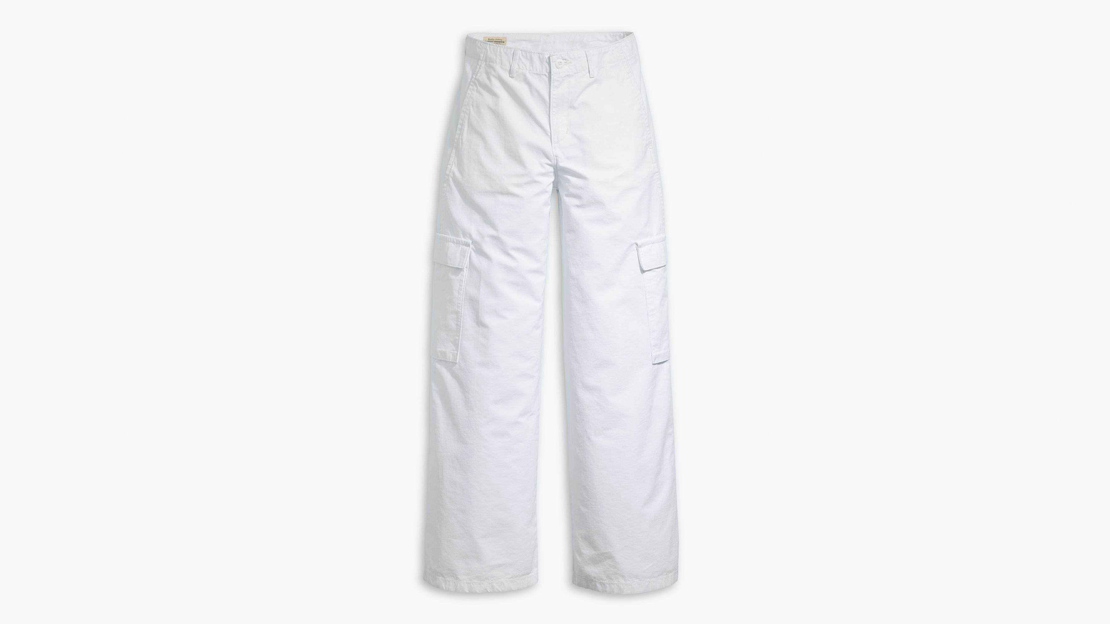 ZDJNSZTM White Cargo Pants for Women High Rise Baggy Button Up