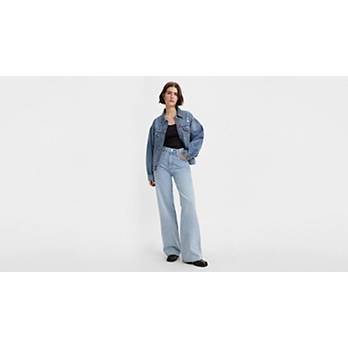 Full Side-Zip Relaxed-Fit Wide-Leg Jeans