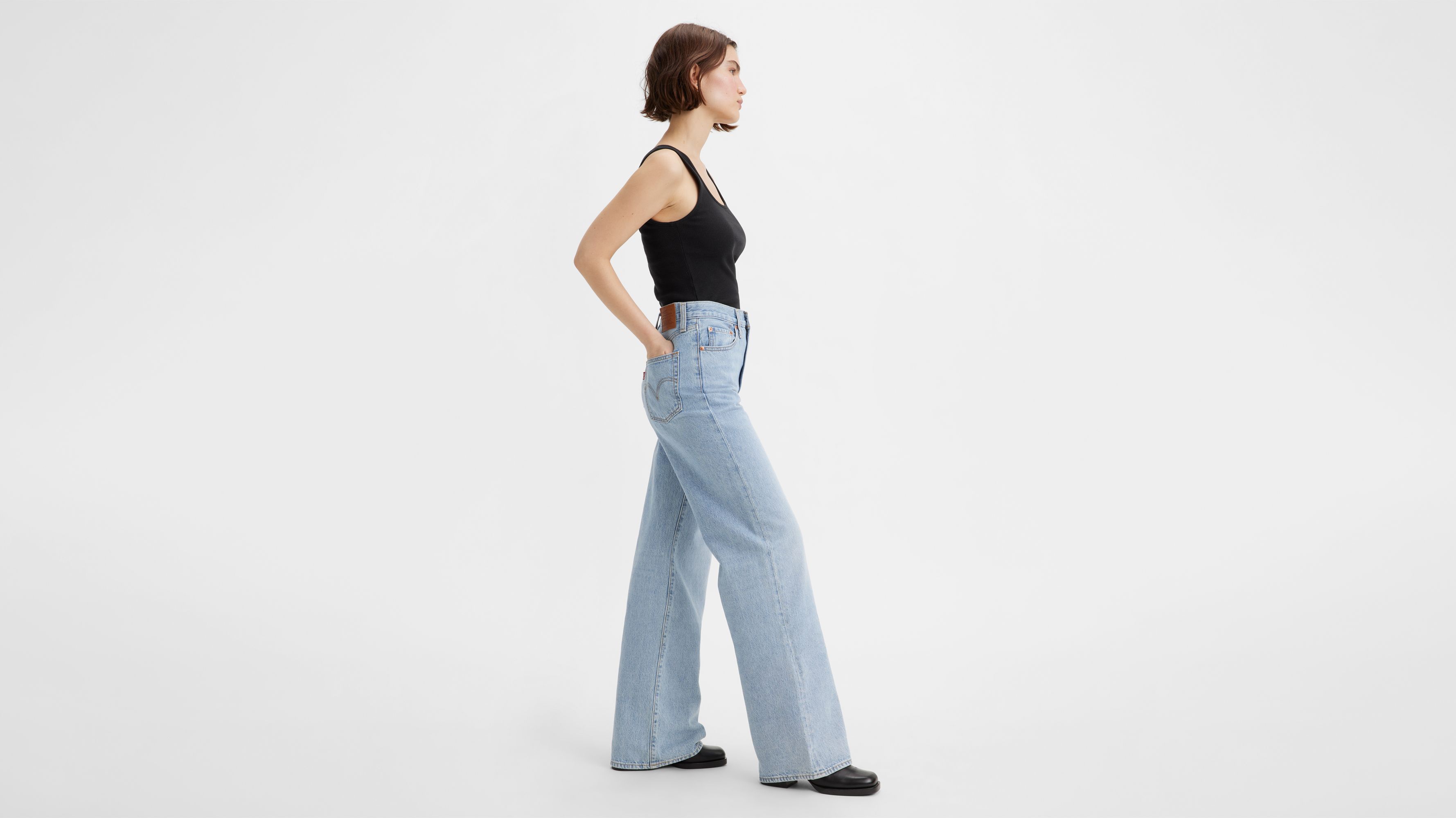 Levi's Ribcage wide leg jeans in navy blue