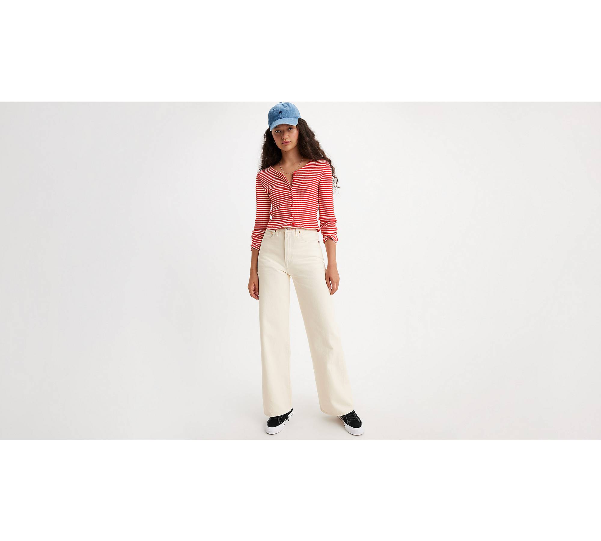 Wide Ribbed Pant (White), GOTS