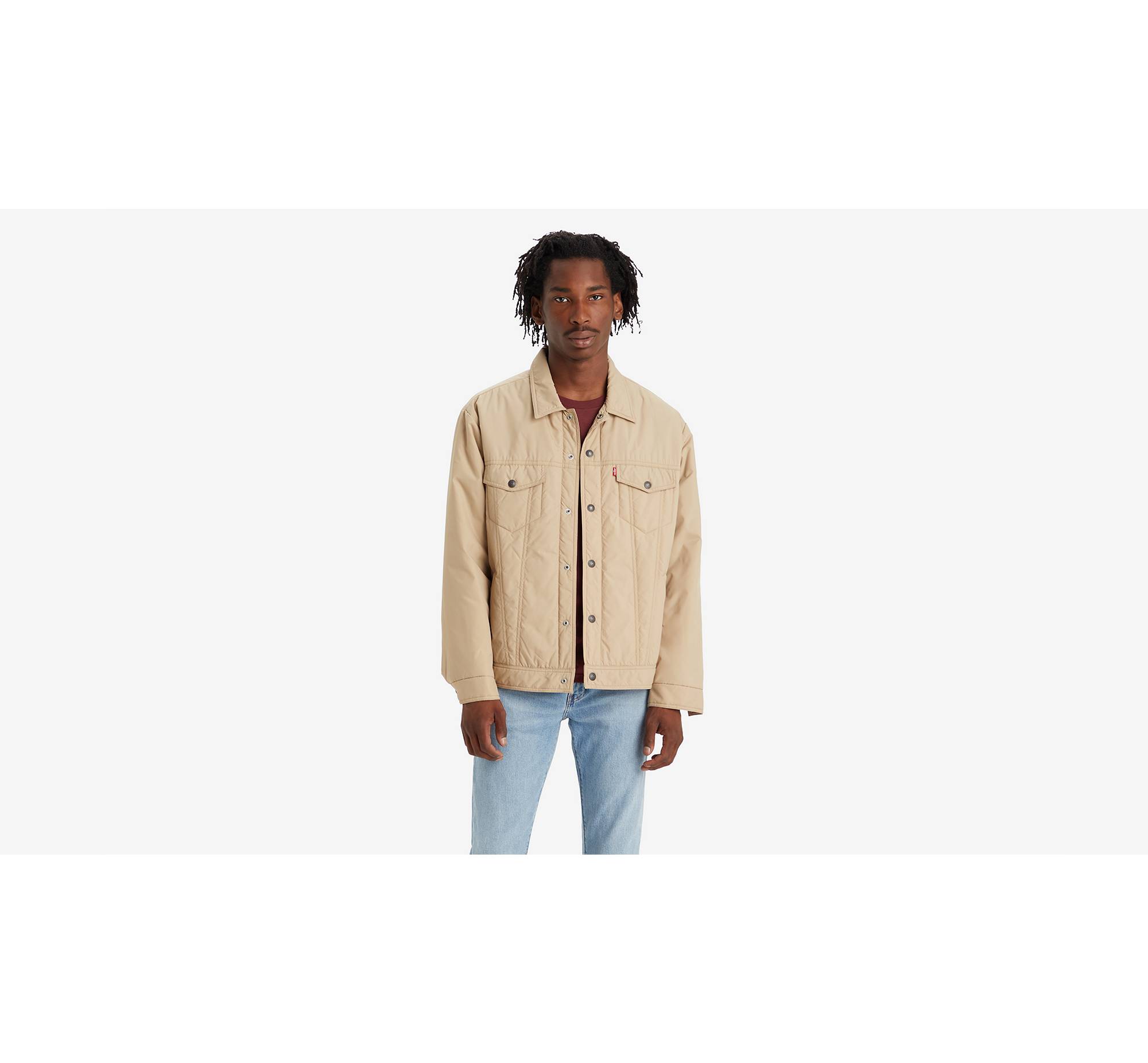 Relaxed Fit Padded Trucker Jacket - Beige | Levi's® XK