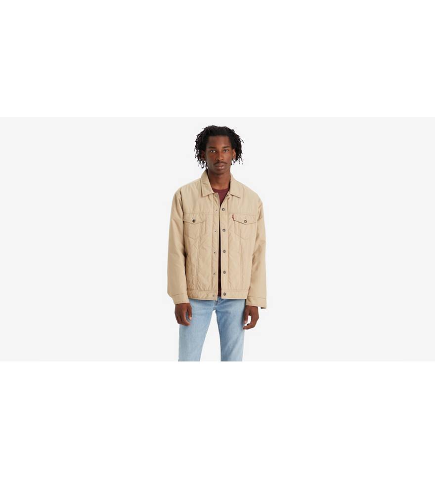 Relaxed Fit Padded Trucker Jacket - Beige | Levi's® GB