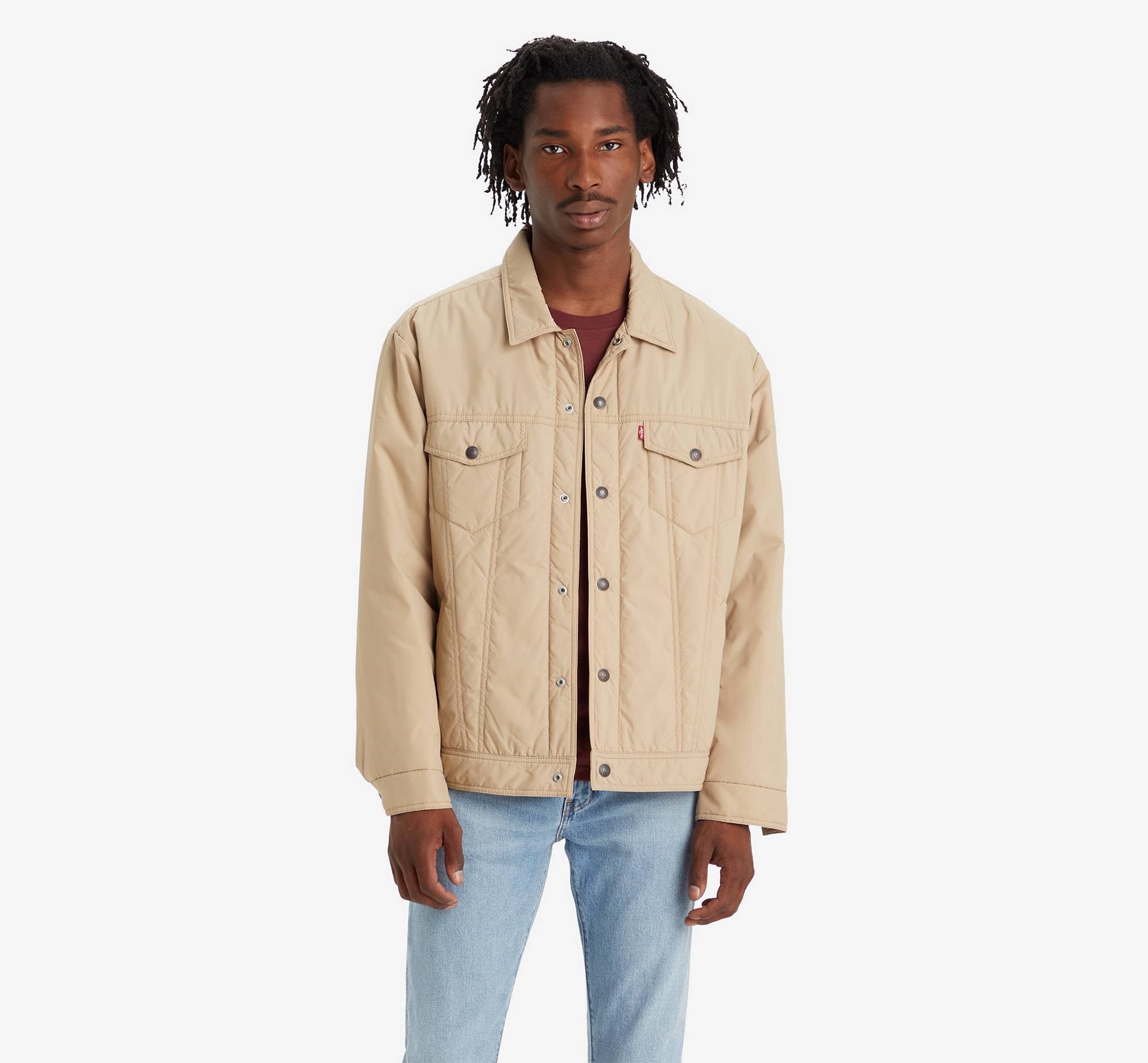 Relaxed Fit Padded Trucker Jacket - Beige | Levi's® XK