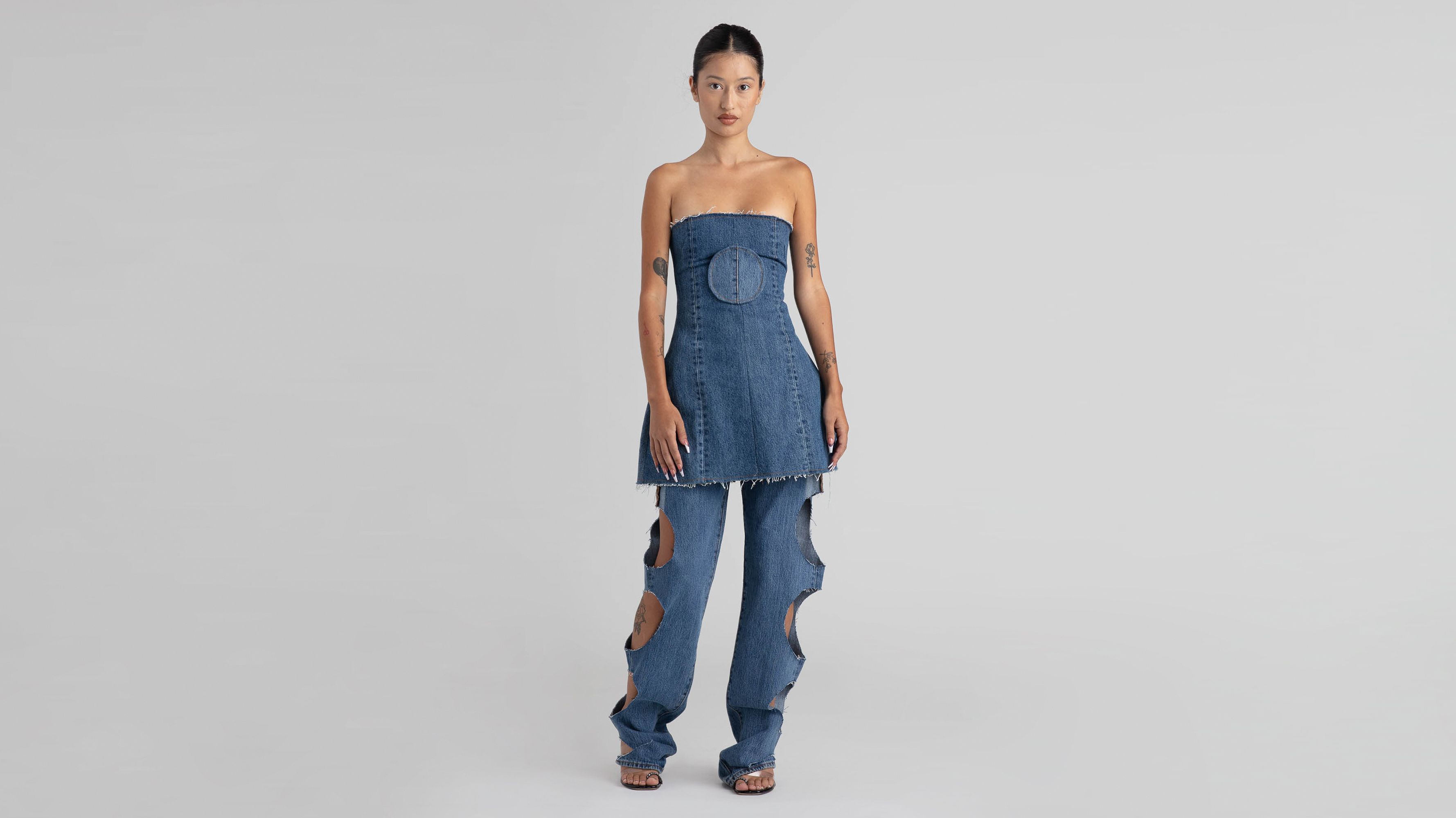★E.B.M★ Sleeveless denim long one piece EMP3DOP010 OBU one Piece Jumpsuit Denim Size Medium Length 26.5 | eBay