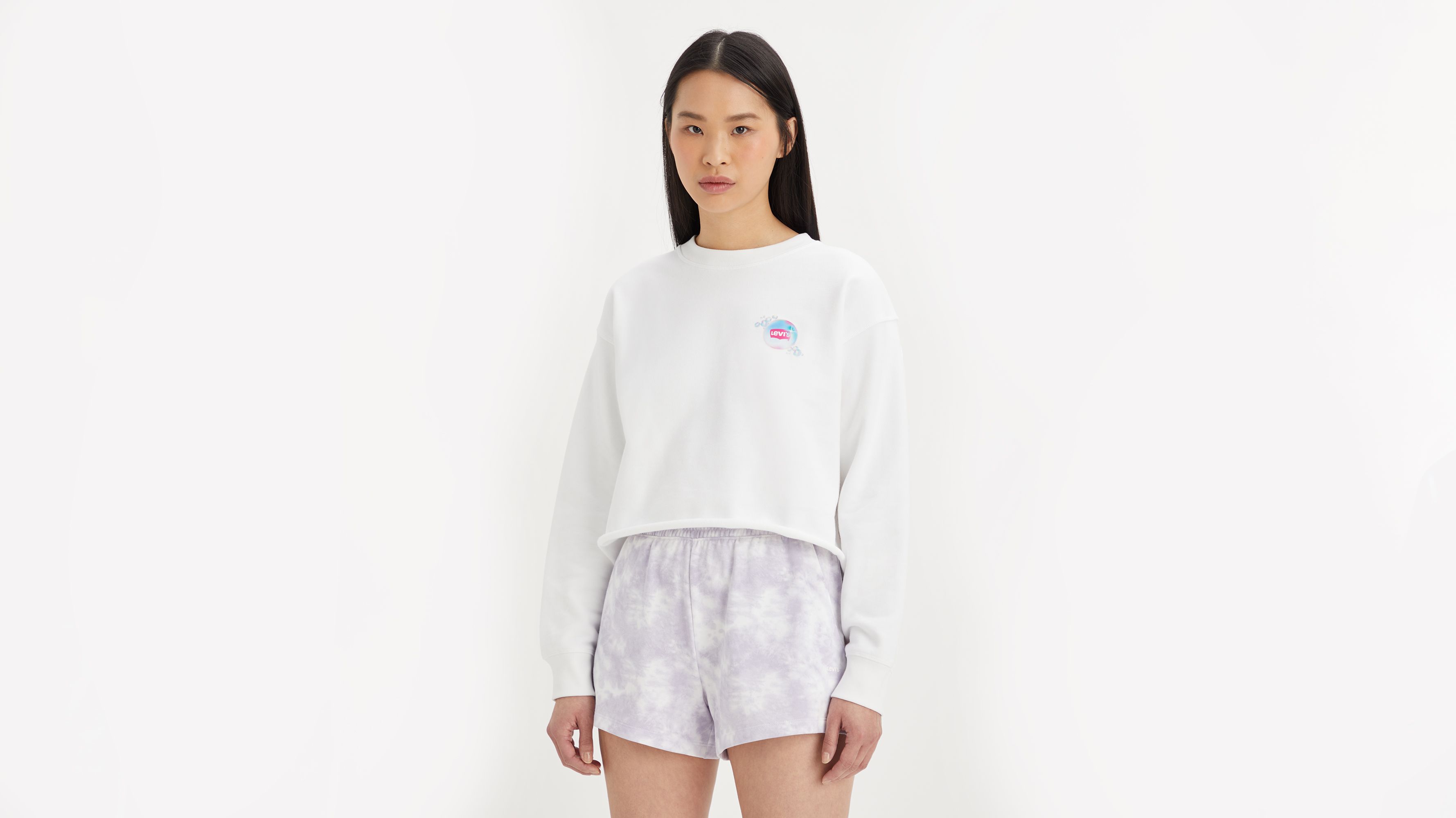 cropped white crew neck sweatshirt