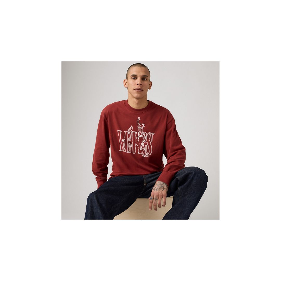 Levi's Long-sleeve Graphic Authentic T-shirt In Red