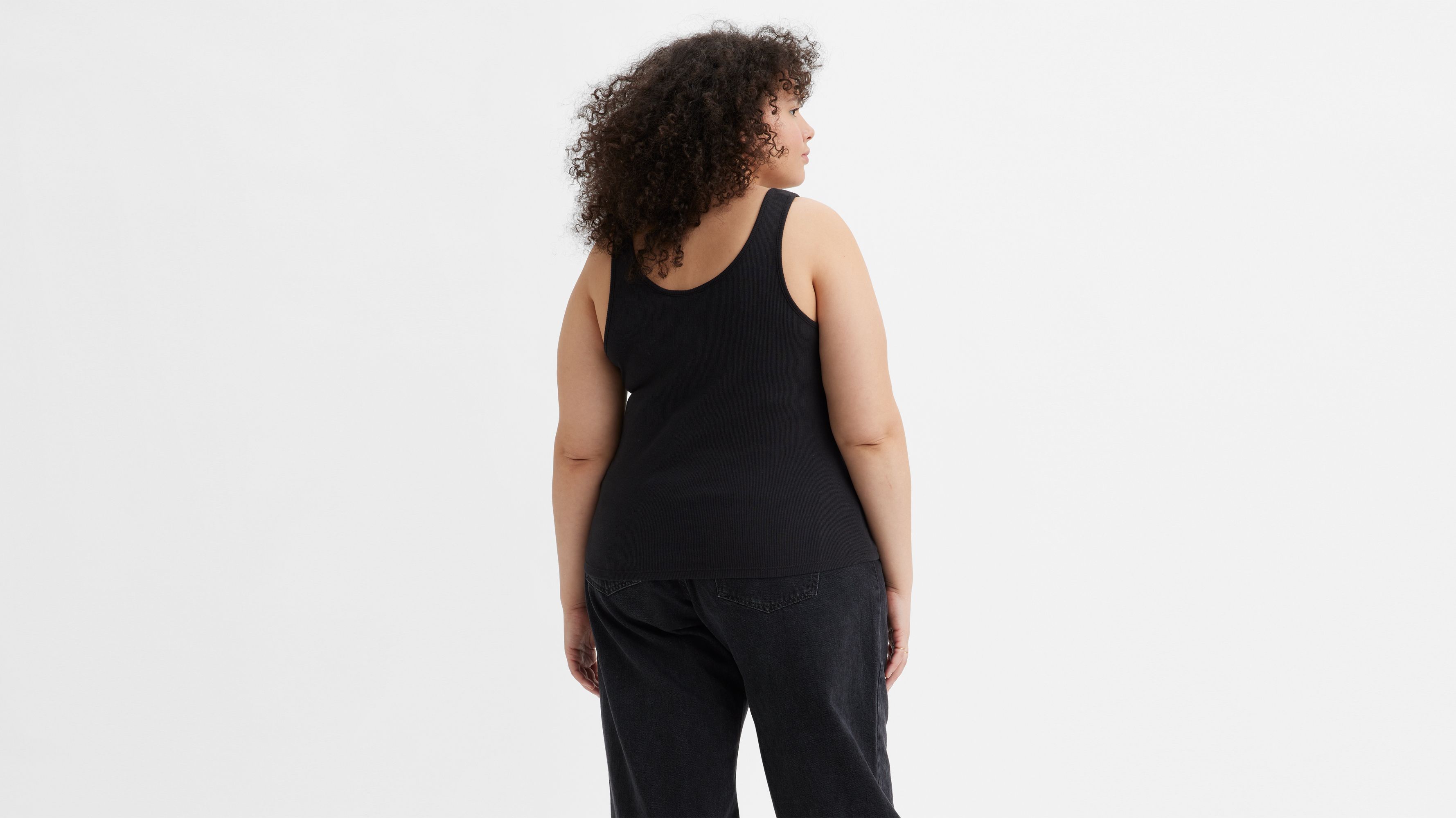 Essential Rib Tank Top (plus Size) - Black