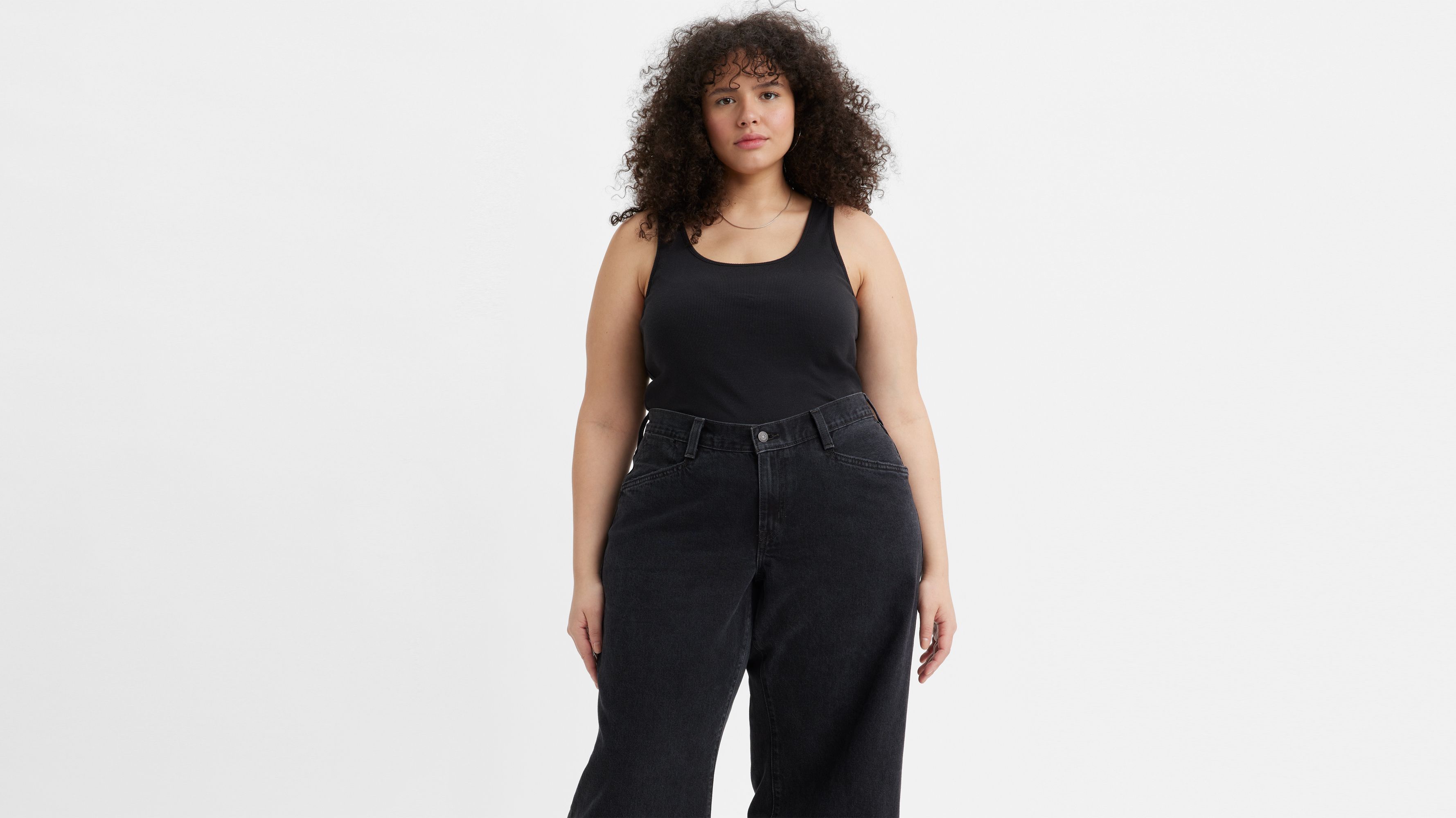 Essential Rib Tank Top (plus Size) - Black