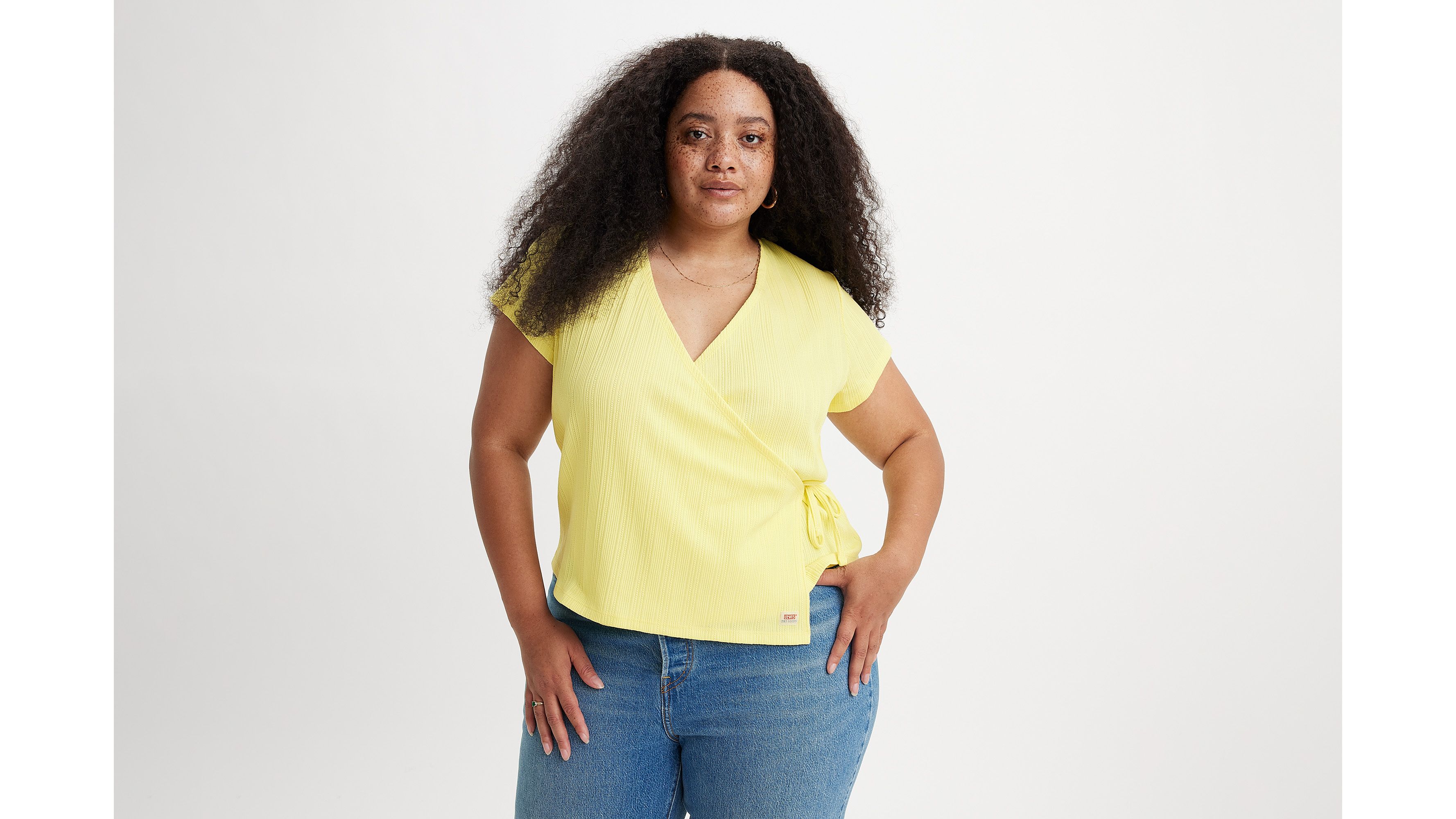 Dry Goods Pointelle wikkel-T-shirt (Plus Size) 1