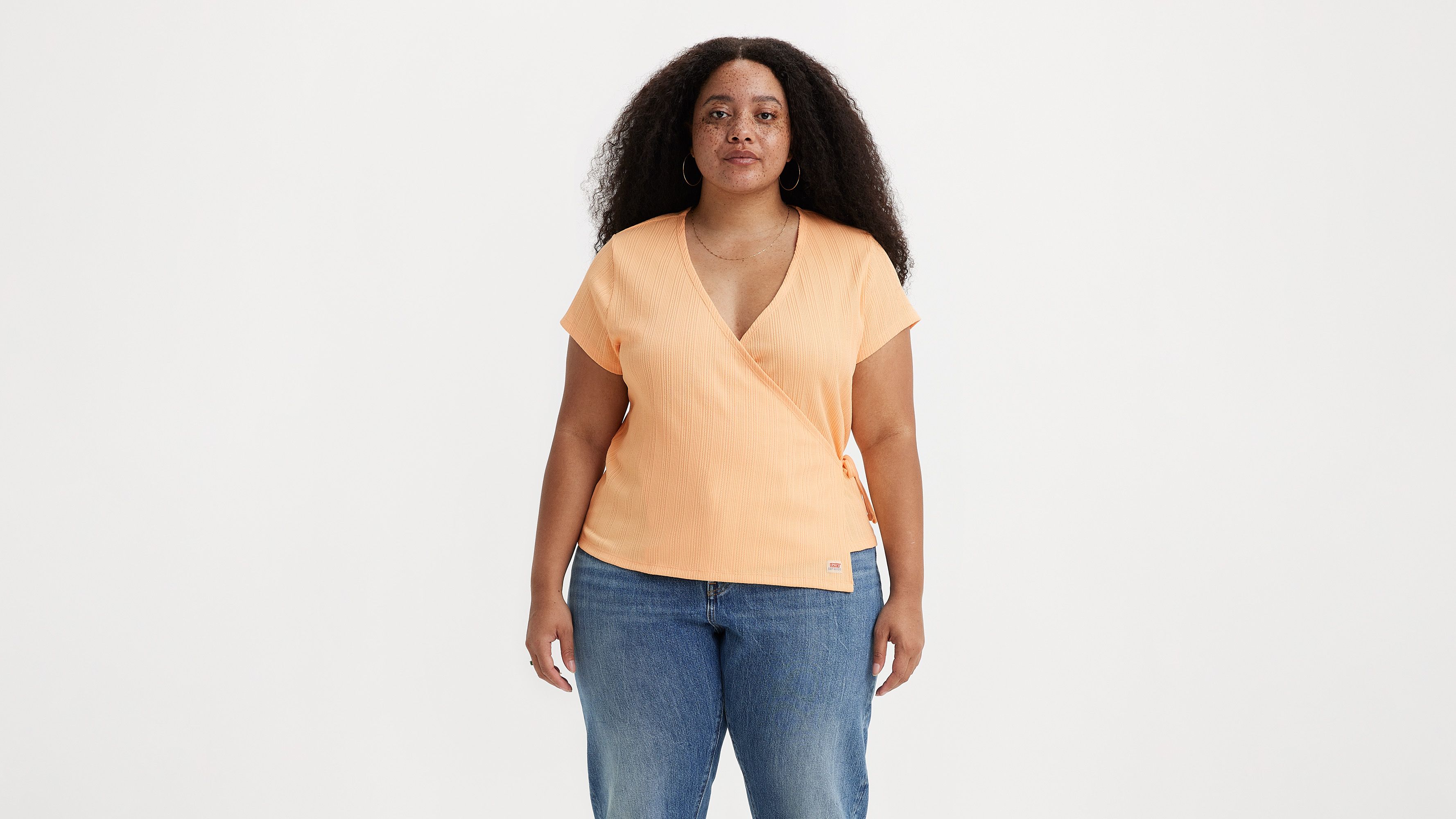 Dry Goods Pointelle Wrap Tee (Plus Size) 4