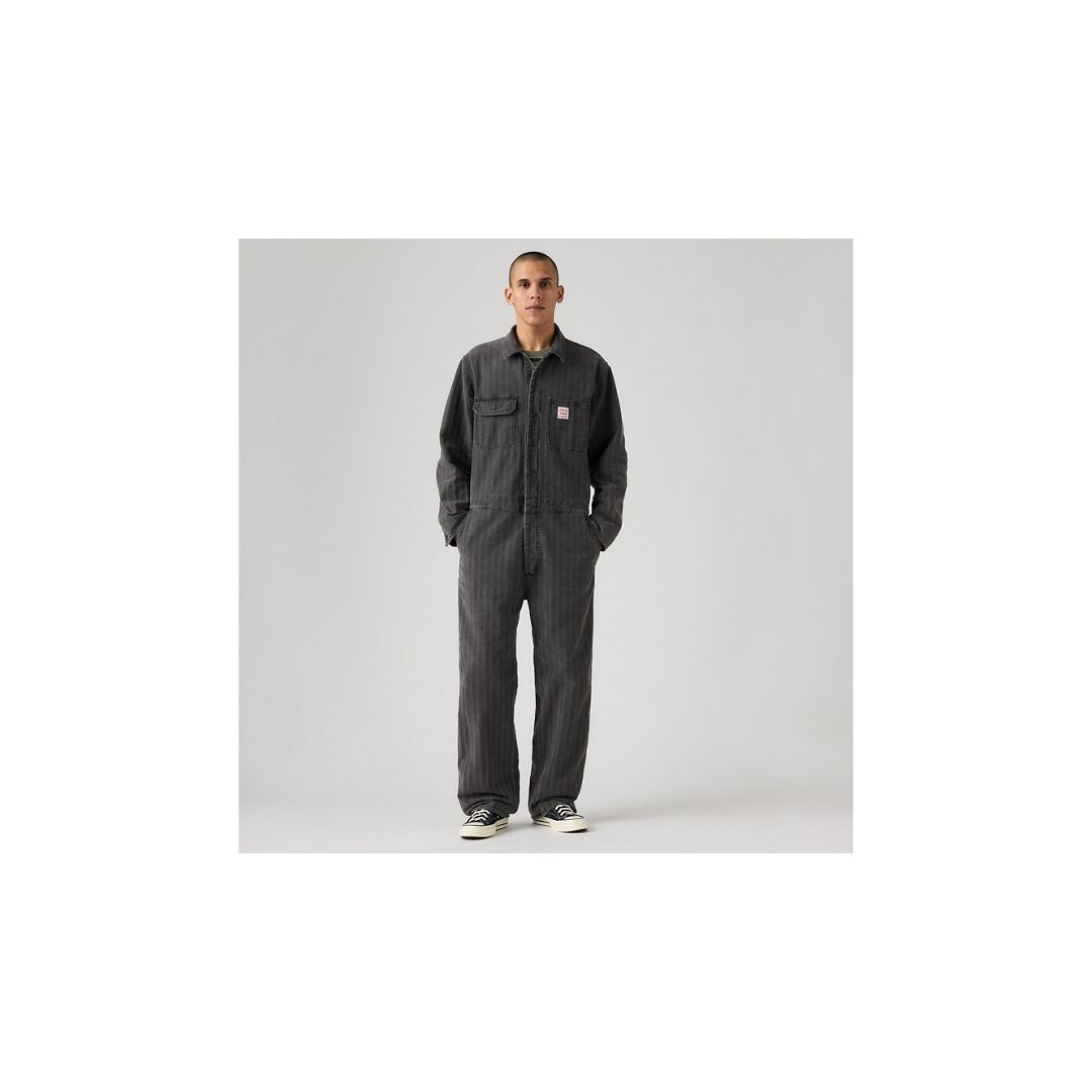 Levi's Stay Loose Pinstripe Cotton Denim Coveralls In Black