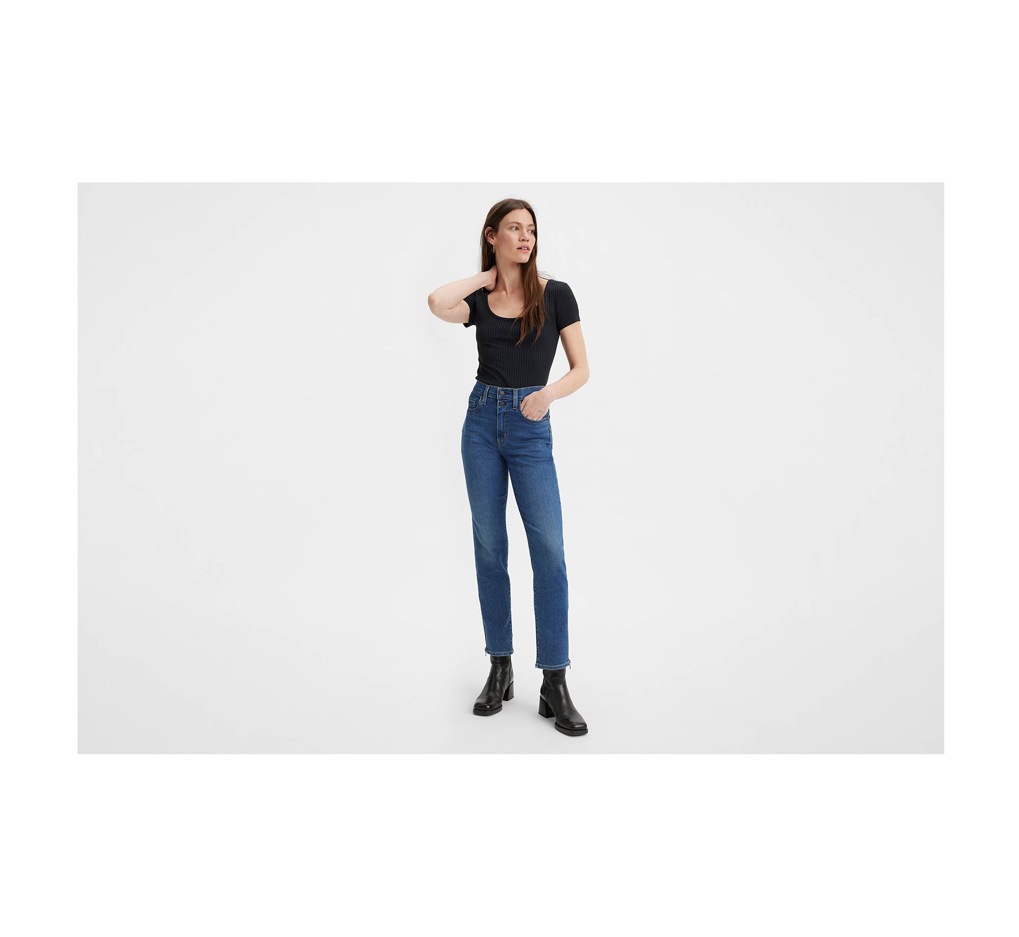 724 High Rise Straight Button Shank Women's Jeans 1