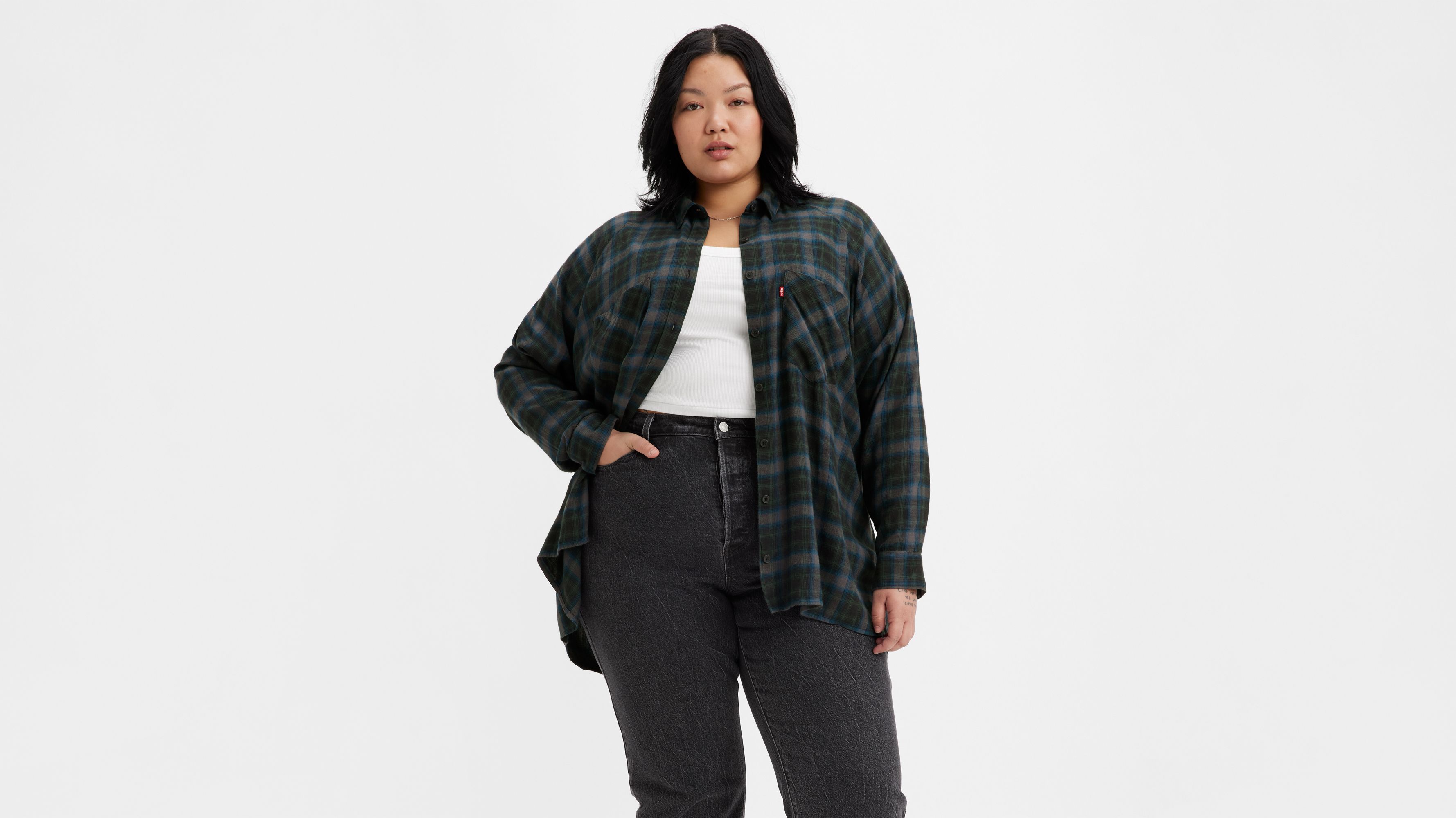 Harrison Raglan Plaid Shirt (plus Size) - Black | Levi's® US