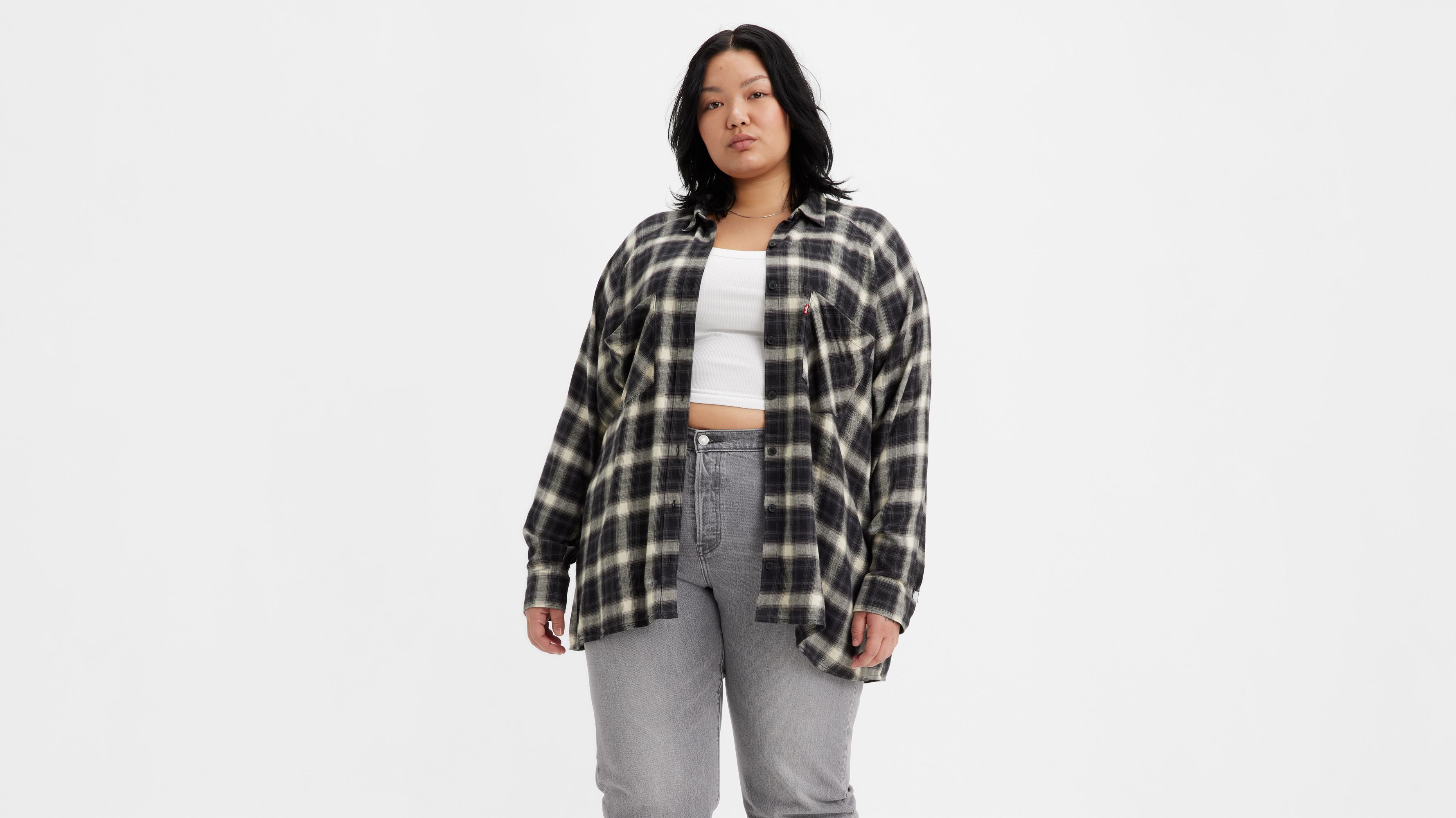 Fashion Bug Plaid Plus Tops for Women for sale