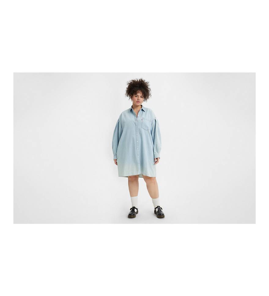 Rhea Denim Shirt Dress (plus Size) - Light Wash