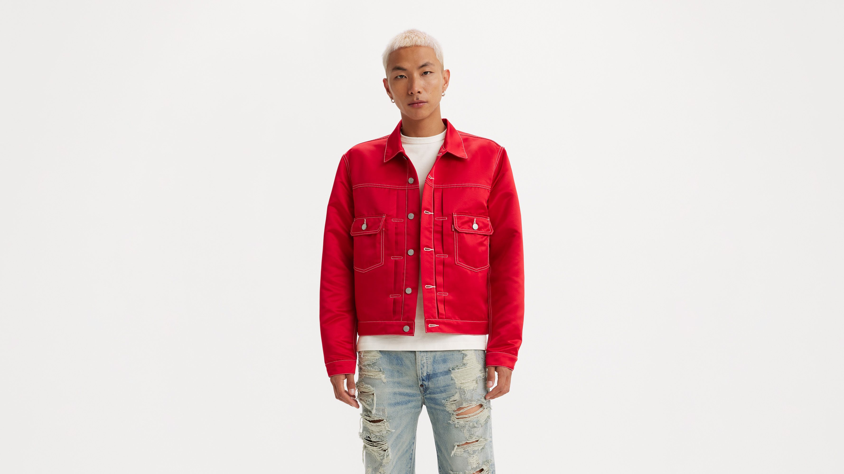 Levi's red deals jean jacket