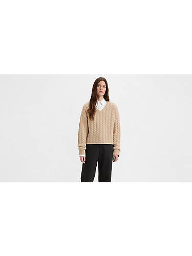 리바이스 Levi Rae Cable Knit Sweater,Macadamia - White