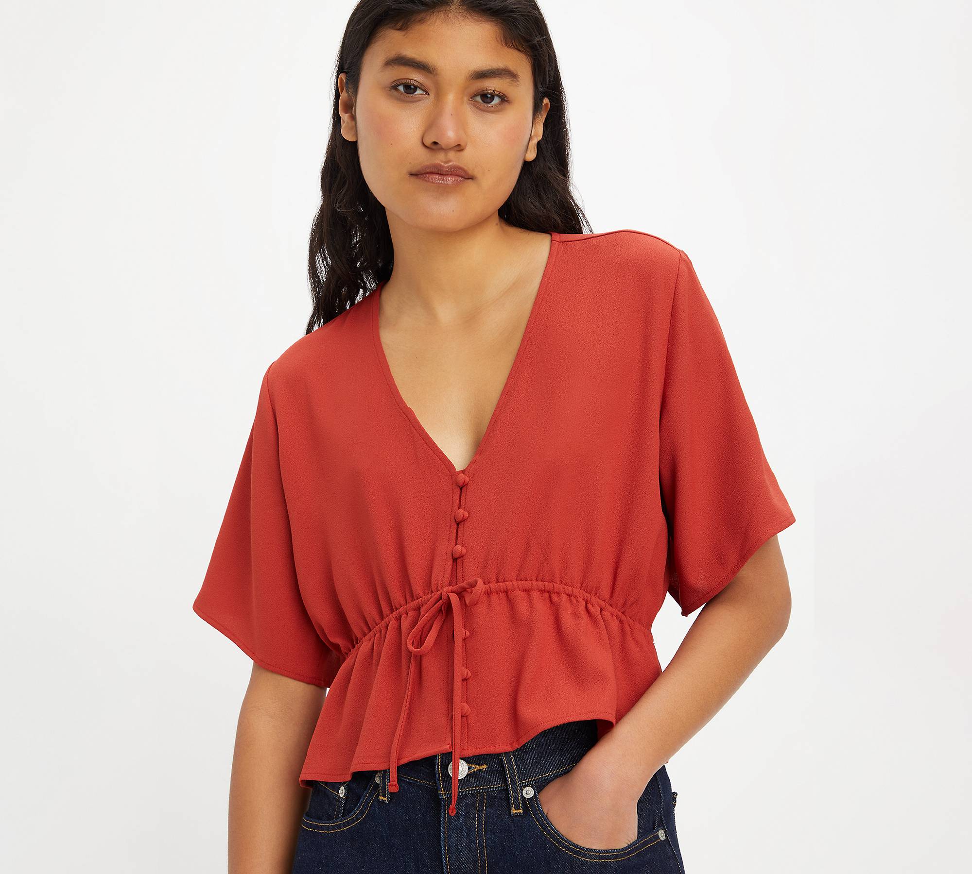 Lisa Short Sleeve Blouse - Red | Levi's® CA