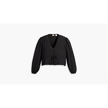 Etcetera 100% Polyester Solid Black Long Sleeve Blouse Size M - 80% off