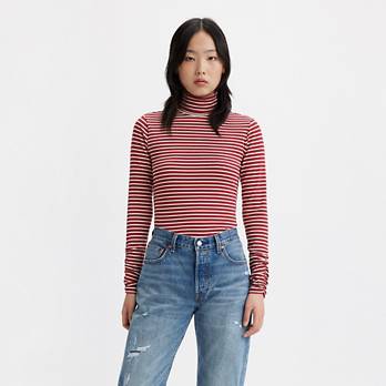 Ruched Turtleneck Top - Red | Levi's® US Ruched Turtleneck Top - Red | Levi's® US