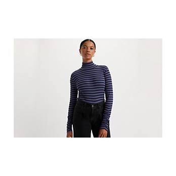 Expression Long Sleeve Turtle Neck Mixed Media Top – Modern
