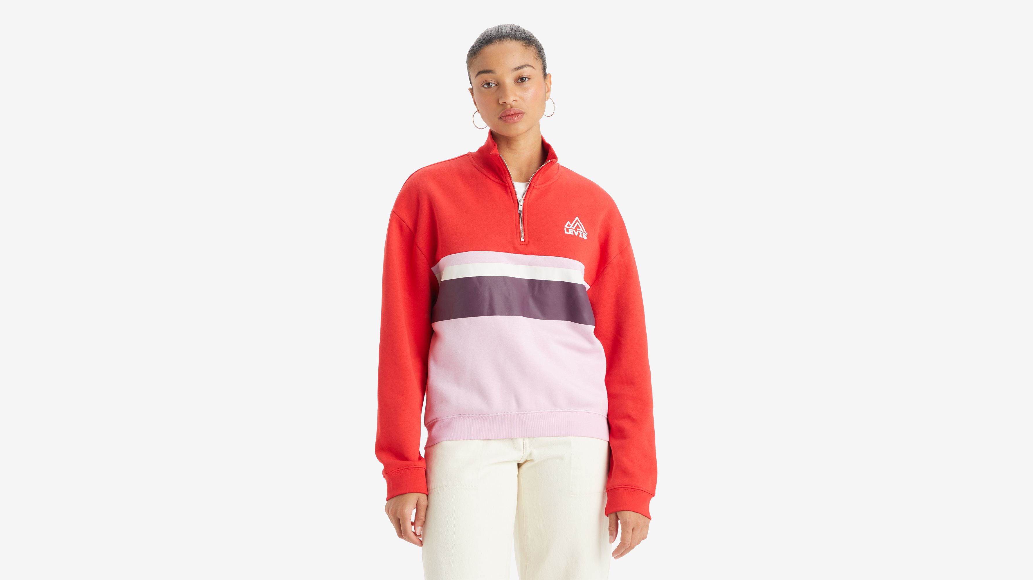 トップス L'Appartement Half Sleeve Sweat Yuly Womens Oversized Half Zip Long Sleeve Sweatshirt Solid