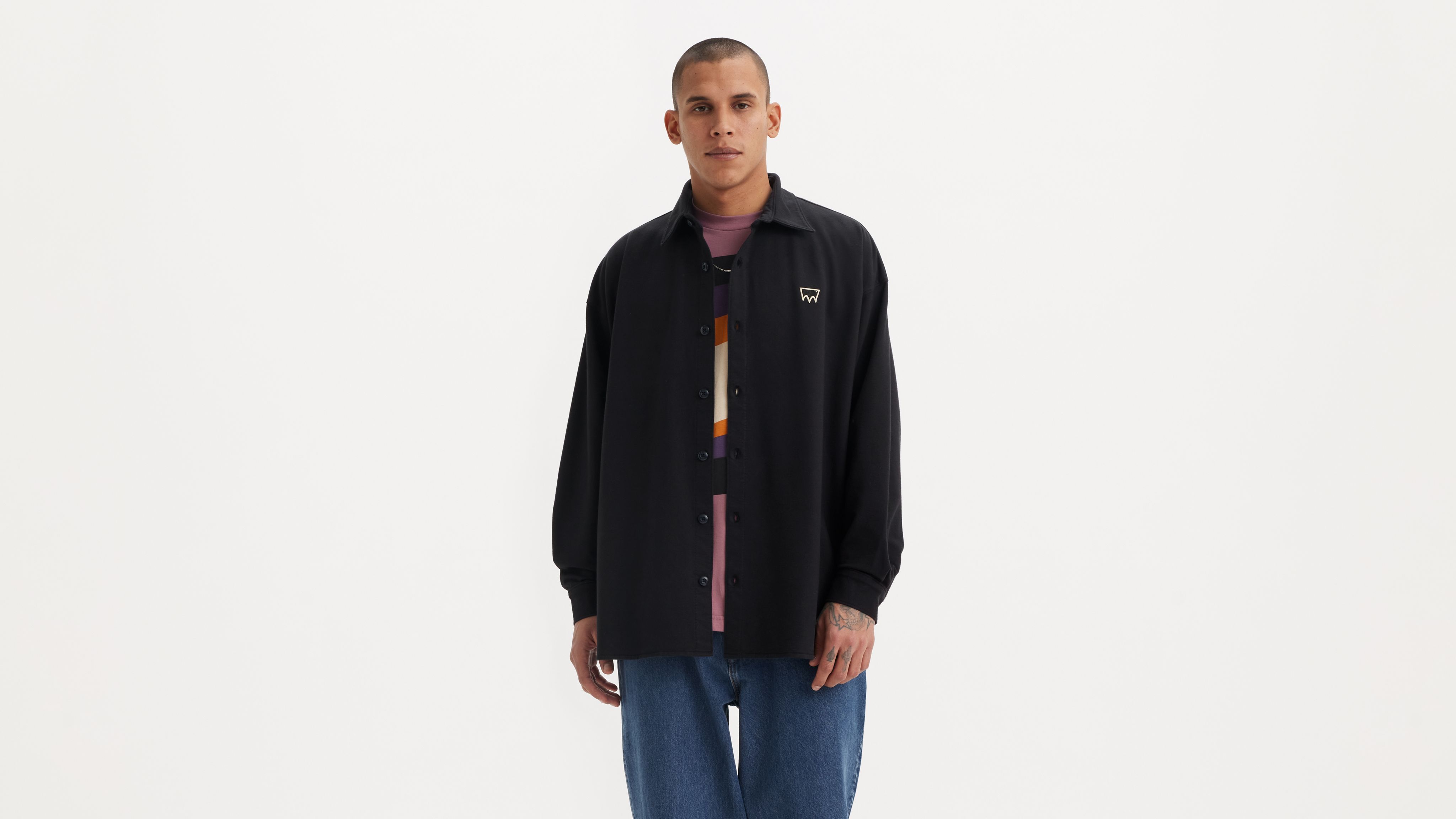Levi's Skateboarding Button-up Fleece In Anthracite Night