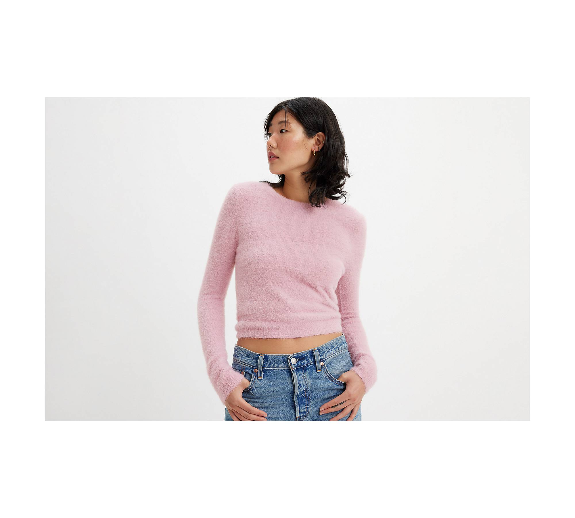 Pearl Fuzzy Sweater - Pink