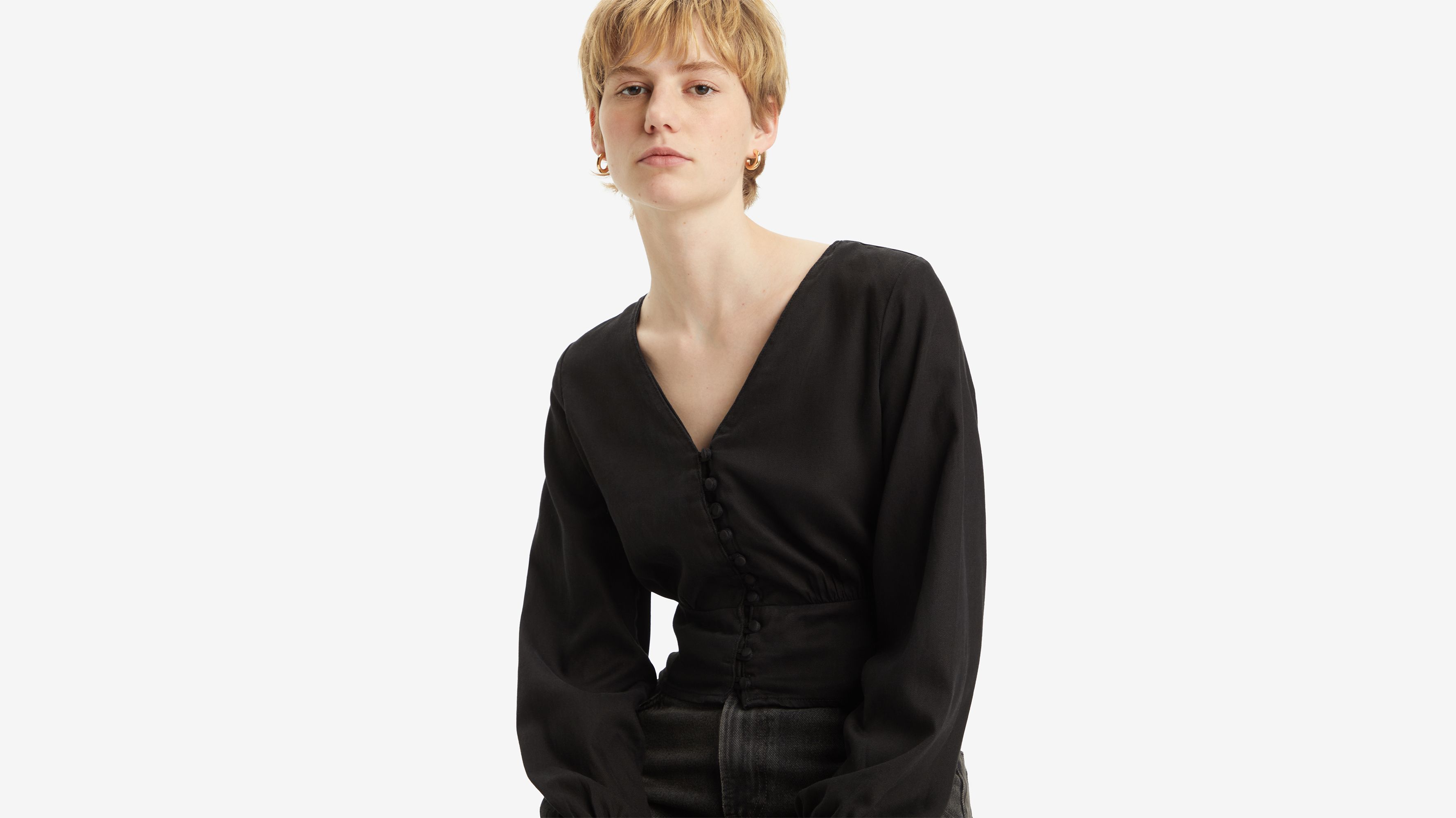 Tamara Long Sleeve Blouse - Black | Levi's® CZ