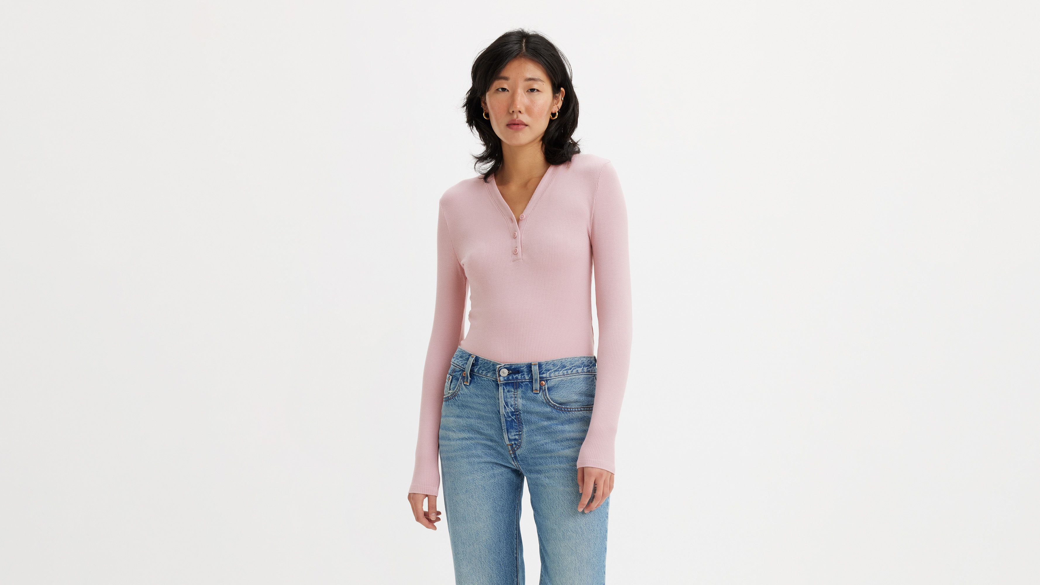 売れ筋商品|||スタイルアンドコー カットソー トップス レディース Women's Short-Sleeve Cotton Henley Top, PXS - 4X, Created for Macy's Pink Heart Dreamy Henley Shirt - Pink | Levi's® US