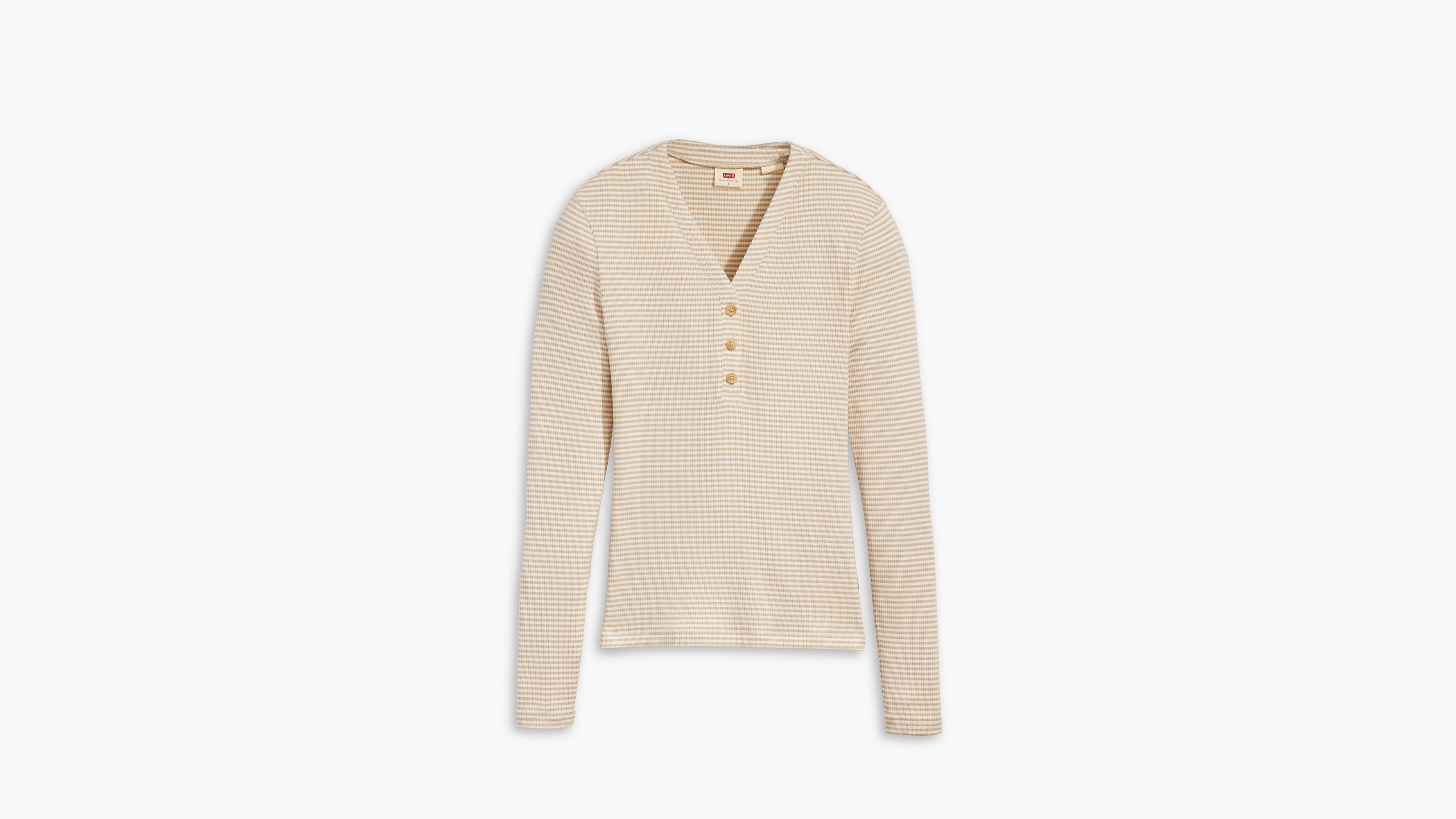 売れ筋商品|||ラッキーブランド Tシャツ トップス レディース Women's Ribbed Henley T-Shirt Cream Stripe Women's Yellow Ribbed Henley T-Shirt | Primark