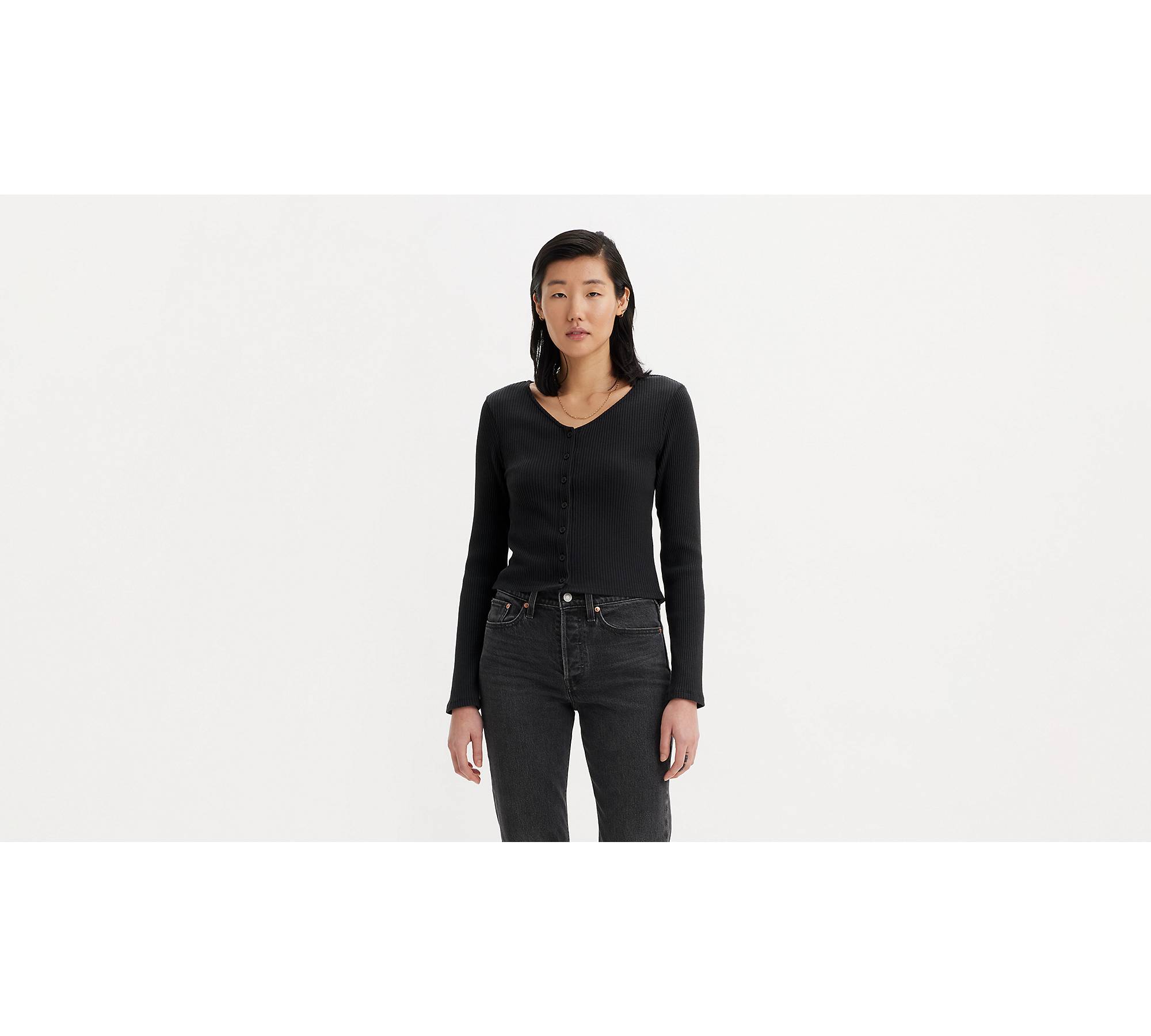 Cotton On Body LIGHTWEIGHT CROPPED LONG SLEEVE - Long sleeved top - black 