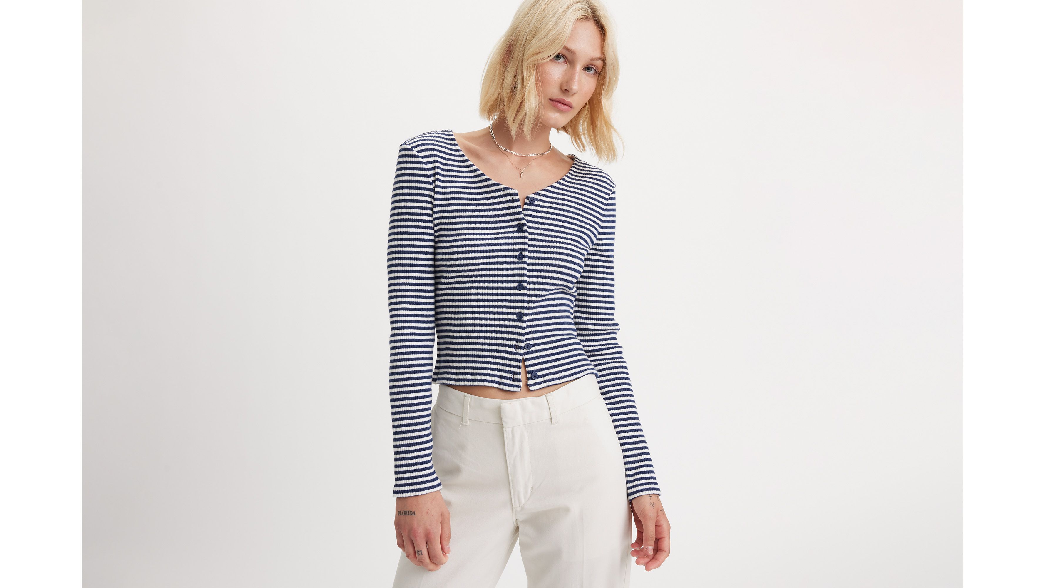 Striped Monica Long Sleeve T-shirt - Blue | Levi's® US