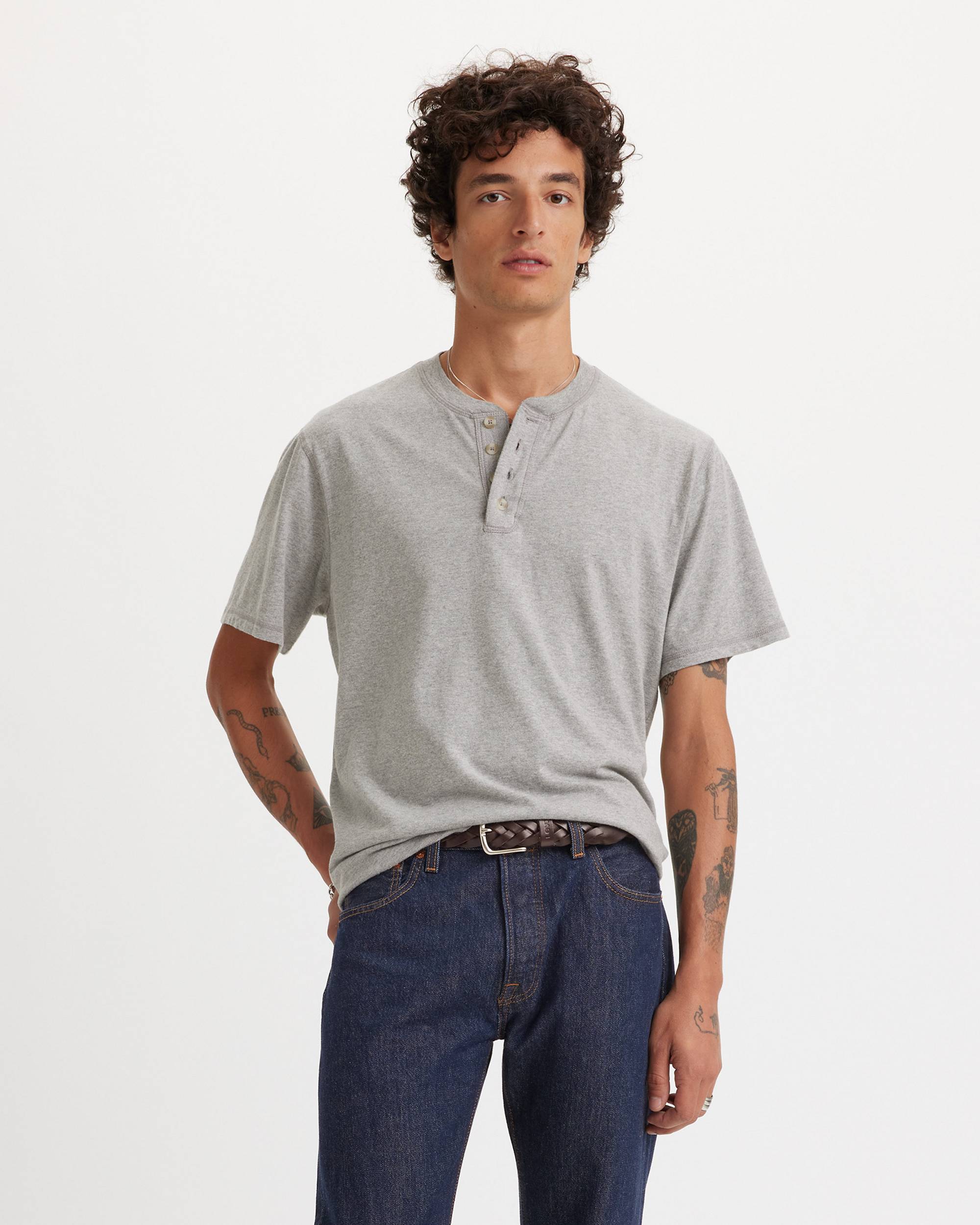 Short Sleeve Four Button Henley - Grey | Levi's® US Short Sleeve Four Button Henley - Grey | Levi's® US