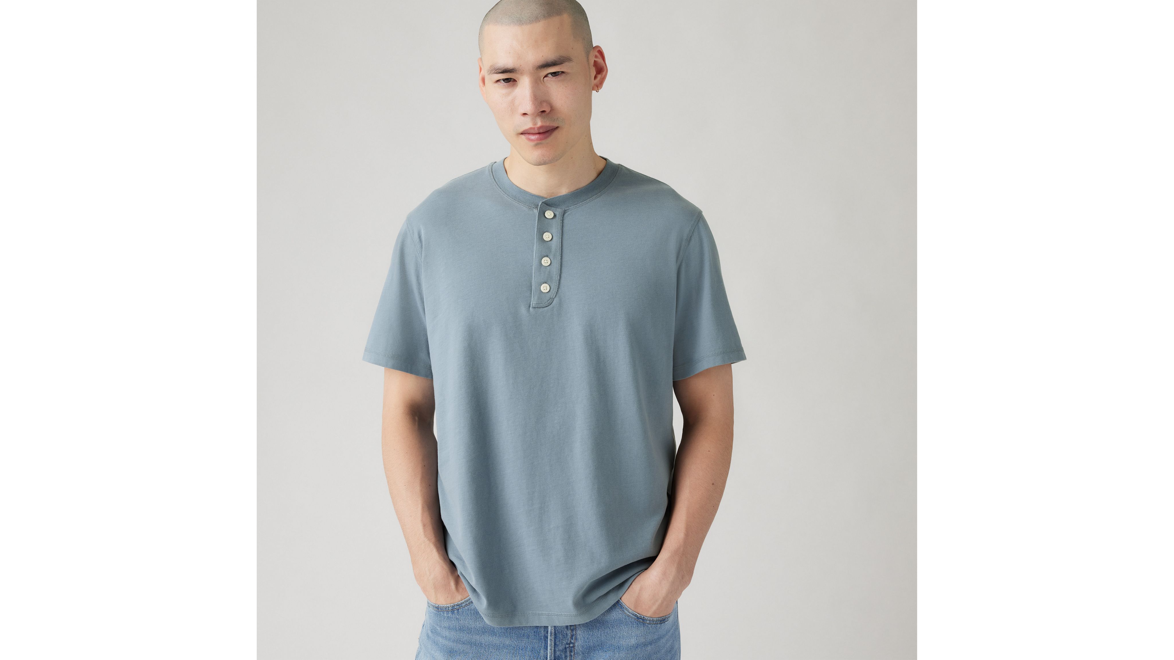 Short Sleeve Four Button Henley - Blue | Levi's® US