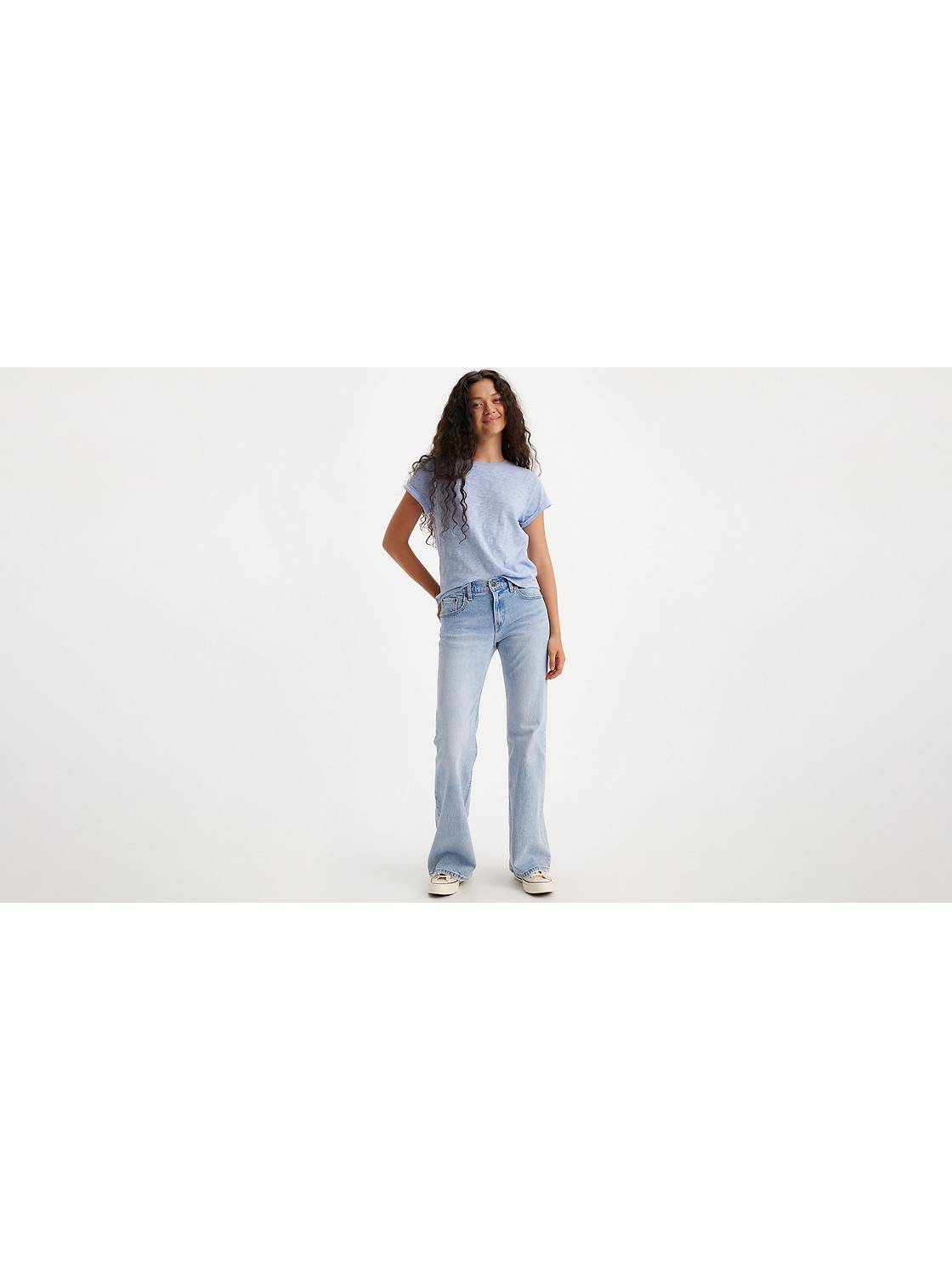 Light Wash Mid Rise Bootcut Jeans