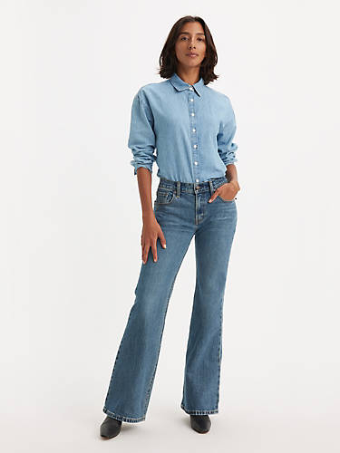 리바이스 Levi Middy Flare Womens Jeans,Square Deal - Dark Wash