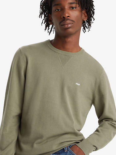 리바이스 Levi Lightweight Housemark Logo Sweater,Smokey Olive - Green