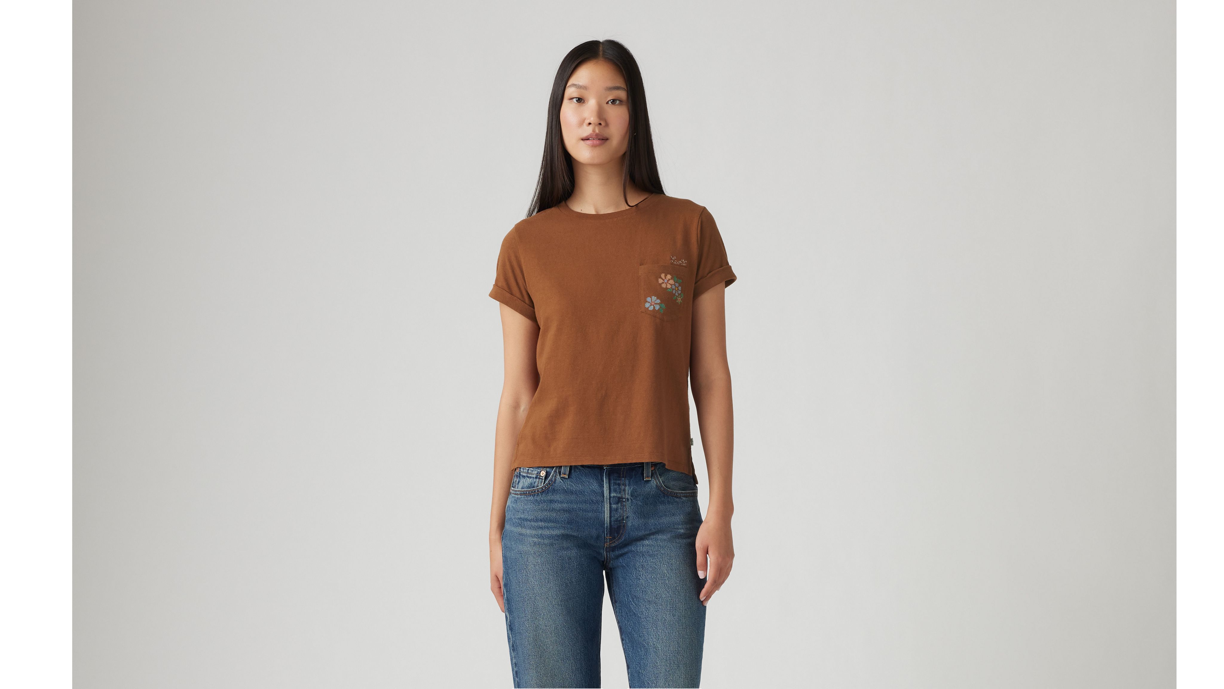 Levi's Graphic Margot T-shirt In Cross Stich Pocket