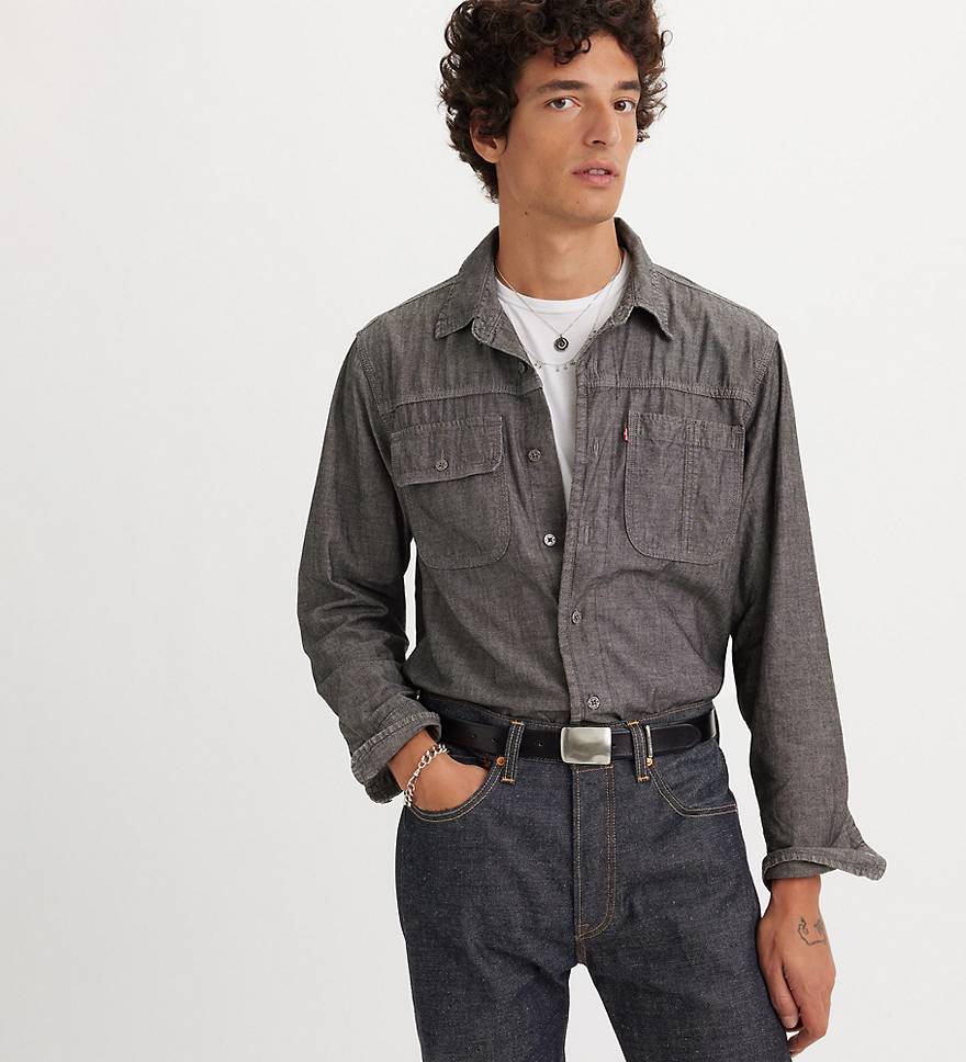 Auburn-arbetarskjorta med lång ärm 1