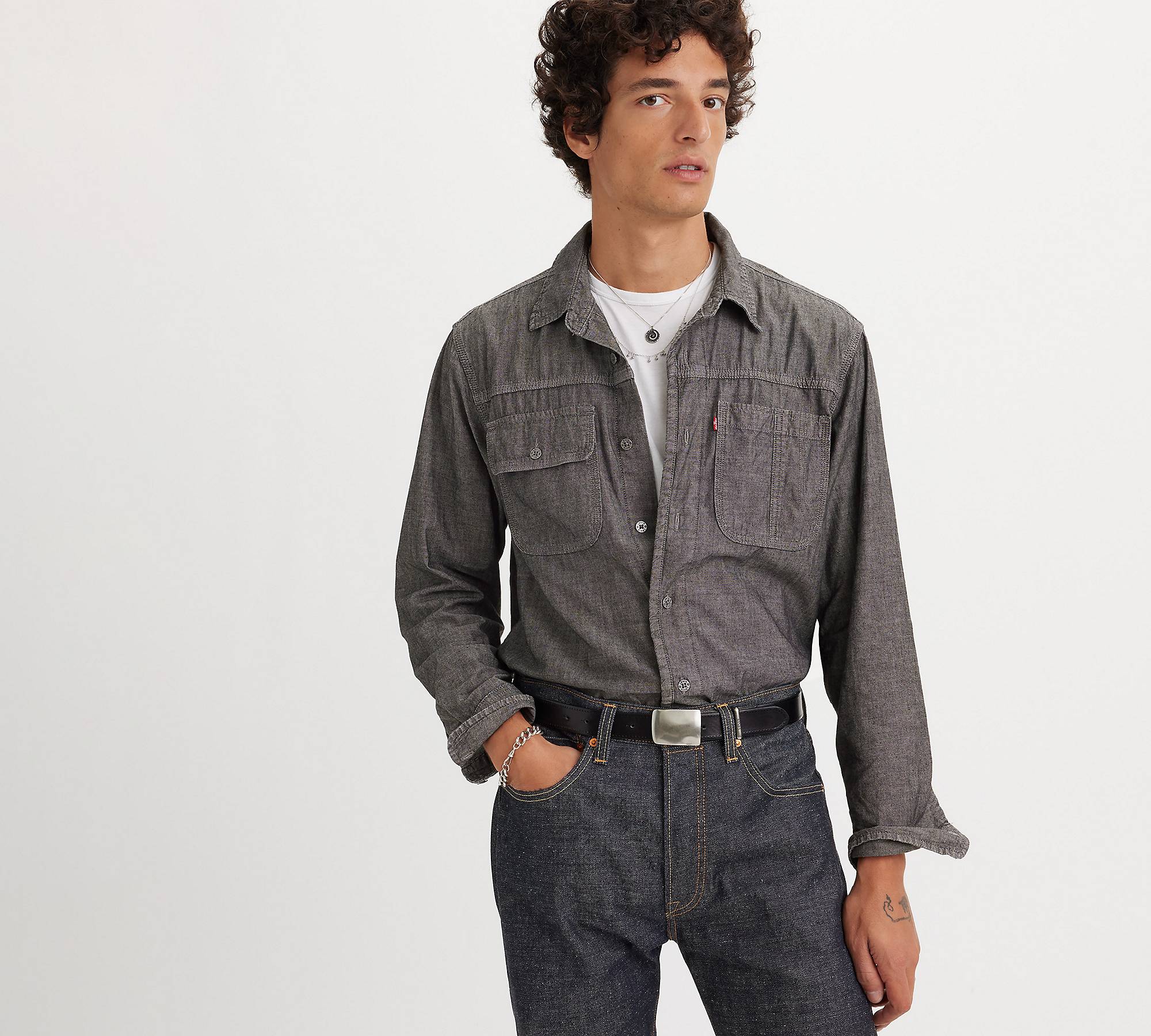 Auburn-arbetarskjorta med lång ärm 1