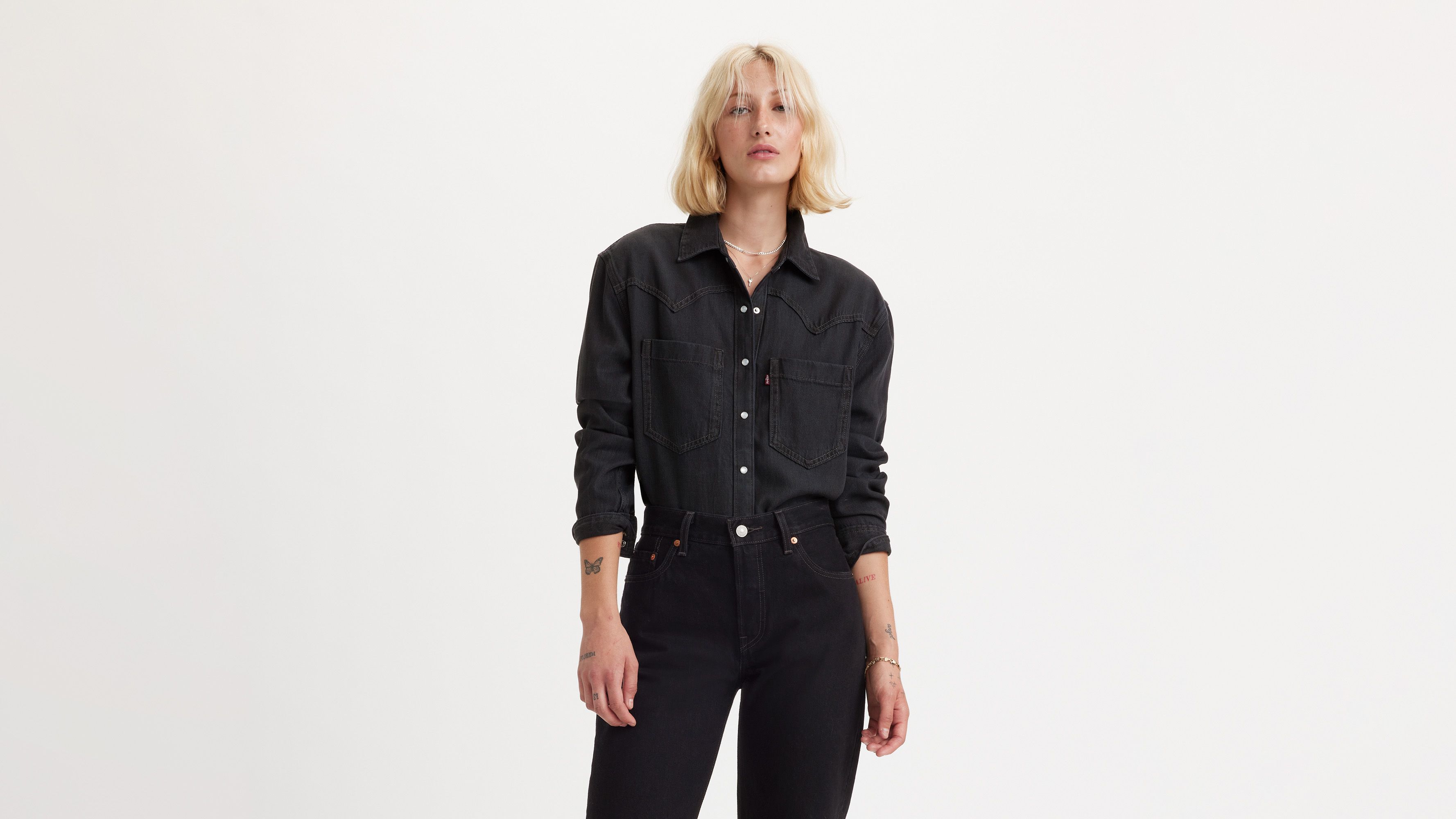 Levi's Teodora Western Shirt Chambray In Dark Ages