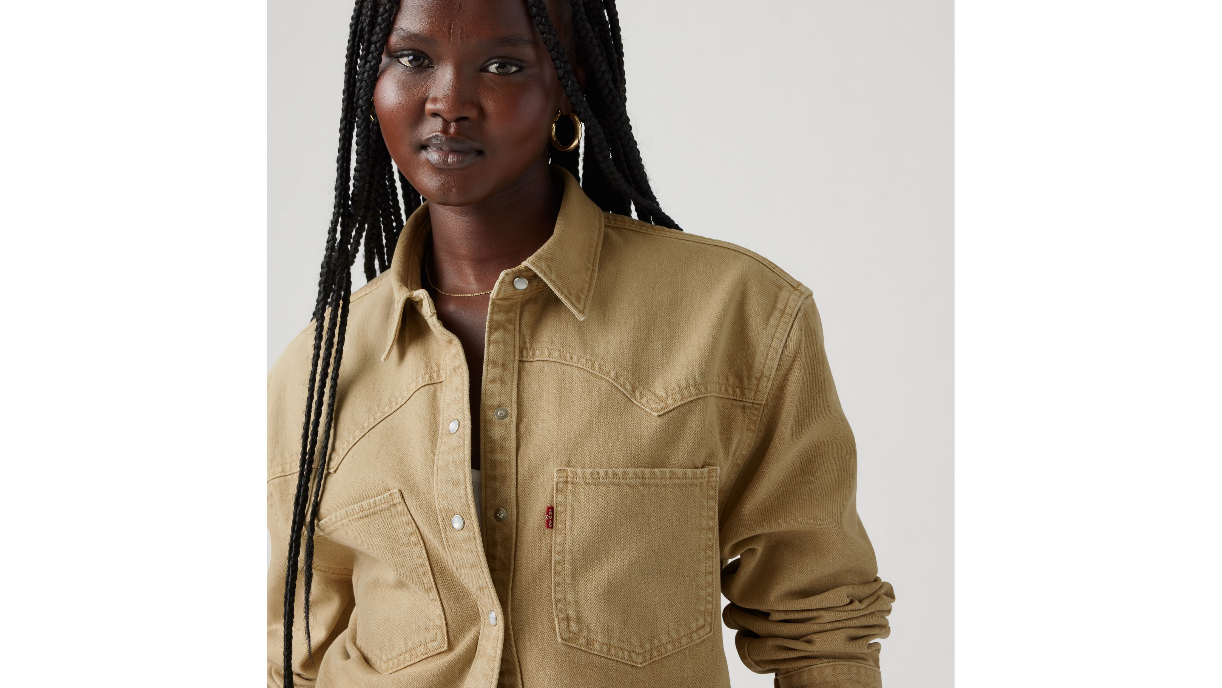Levi's Teodora Western Shirt Chambray In Dusty Travertine Top