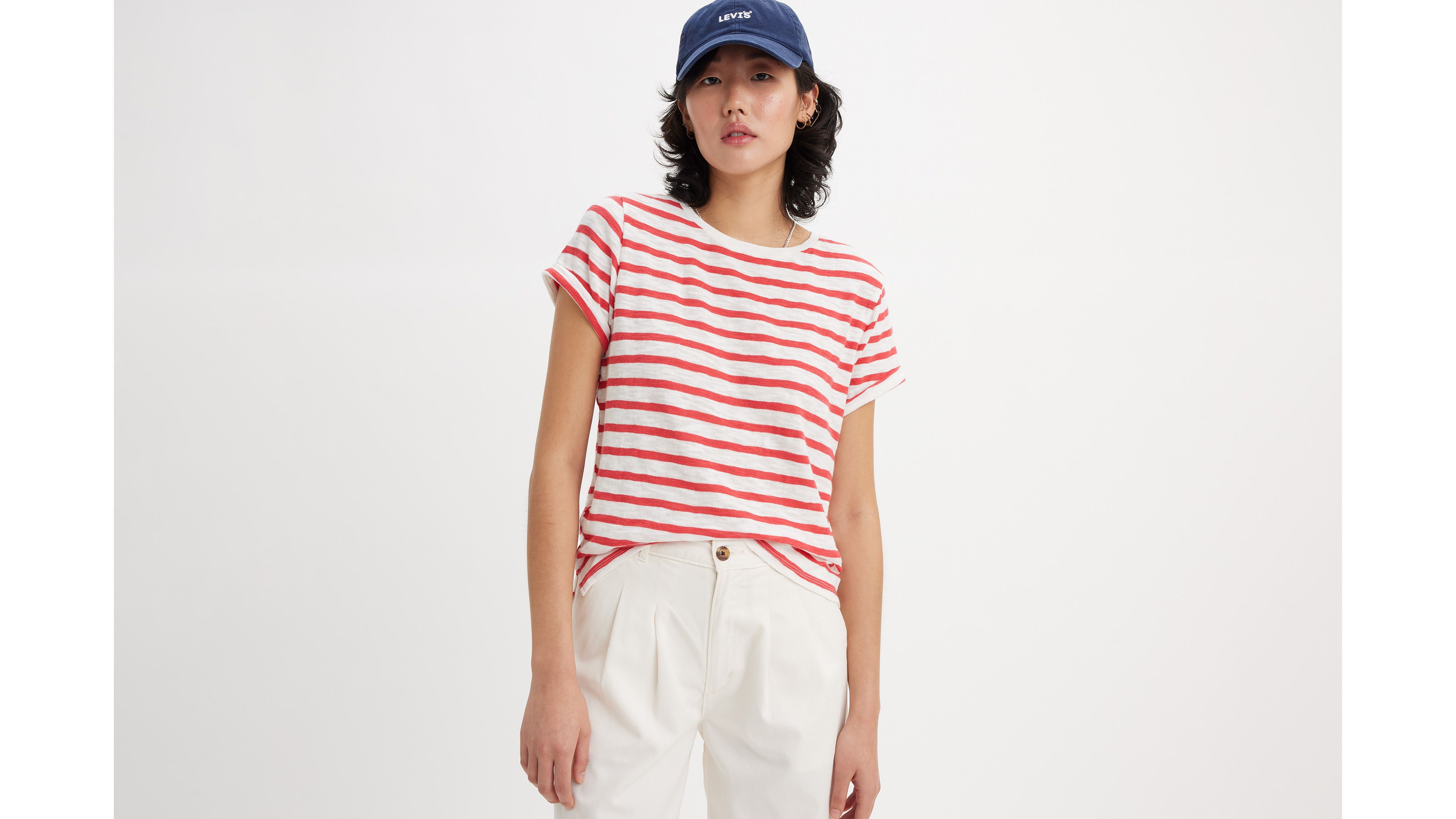 Striped Margot Short Sleeve T-shirt - Red | Levi's® CA