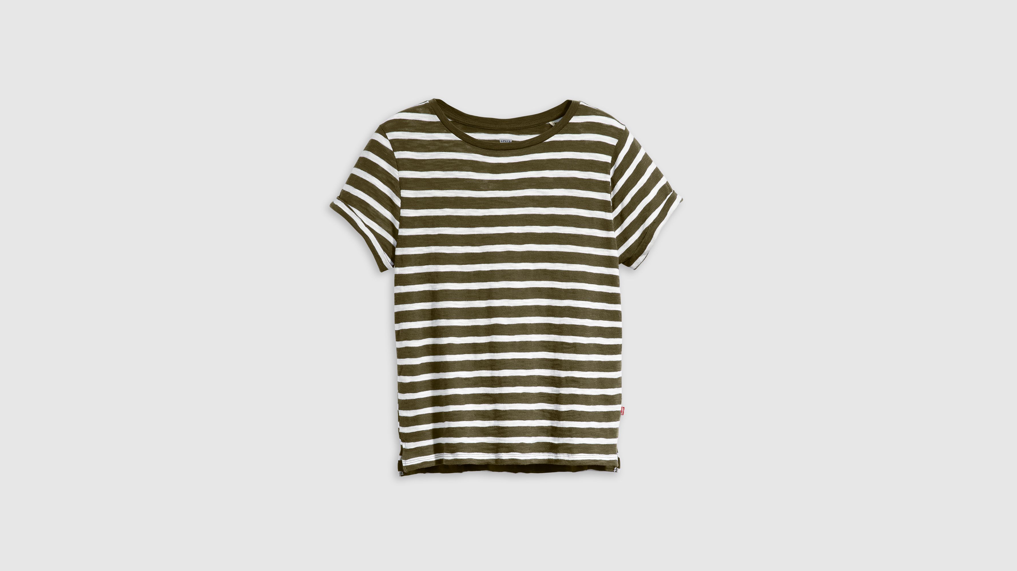 Levi's Margot Short Sleeve T-shirt In Captain Stripe Olive