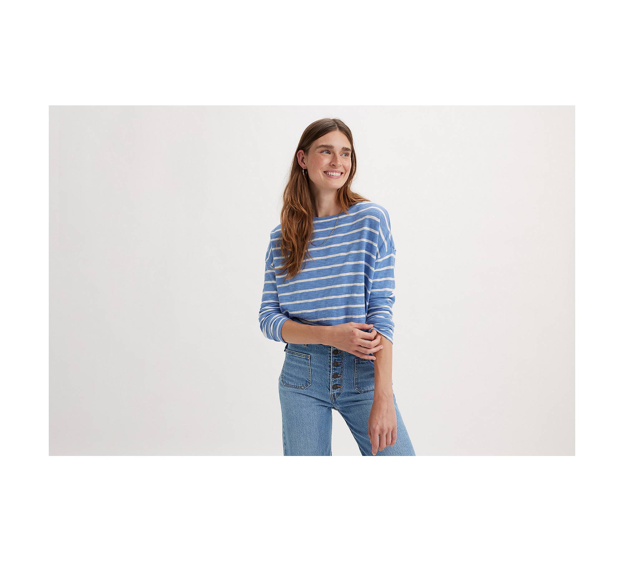 Striped Margot Long Sleeve T-shirt - Blue | Levi's® CA