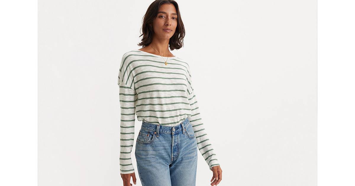 Striped Margot Long Sleeve T-shirt - Green | Levi's® CA